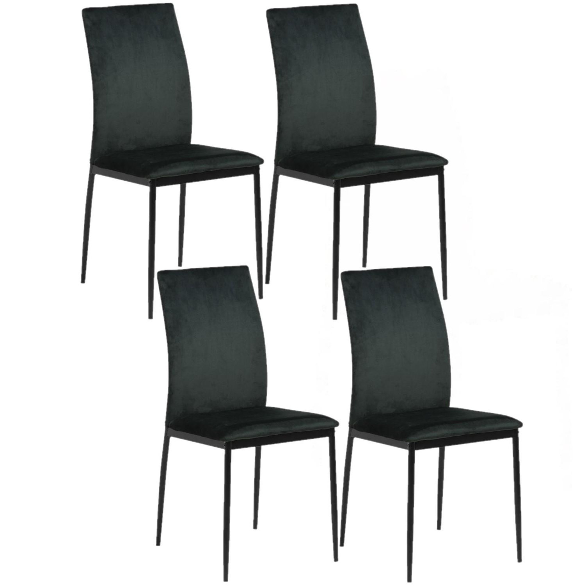Voir la diapositive 1 : TOILINUX Lot de 4 Chaises de salle à manger Julia en tissu et métal