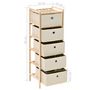 Voir la diapositive 6 : VIDAXL Etagere de rangement 5 paniers tissu bois de cedre beige