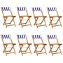 Voir la diapositive 2 : VIDAXL Chaises de jardin pliantes lot de 8 tissu et bois massif