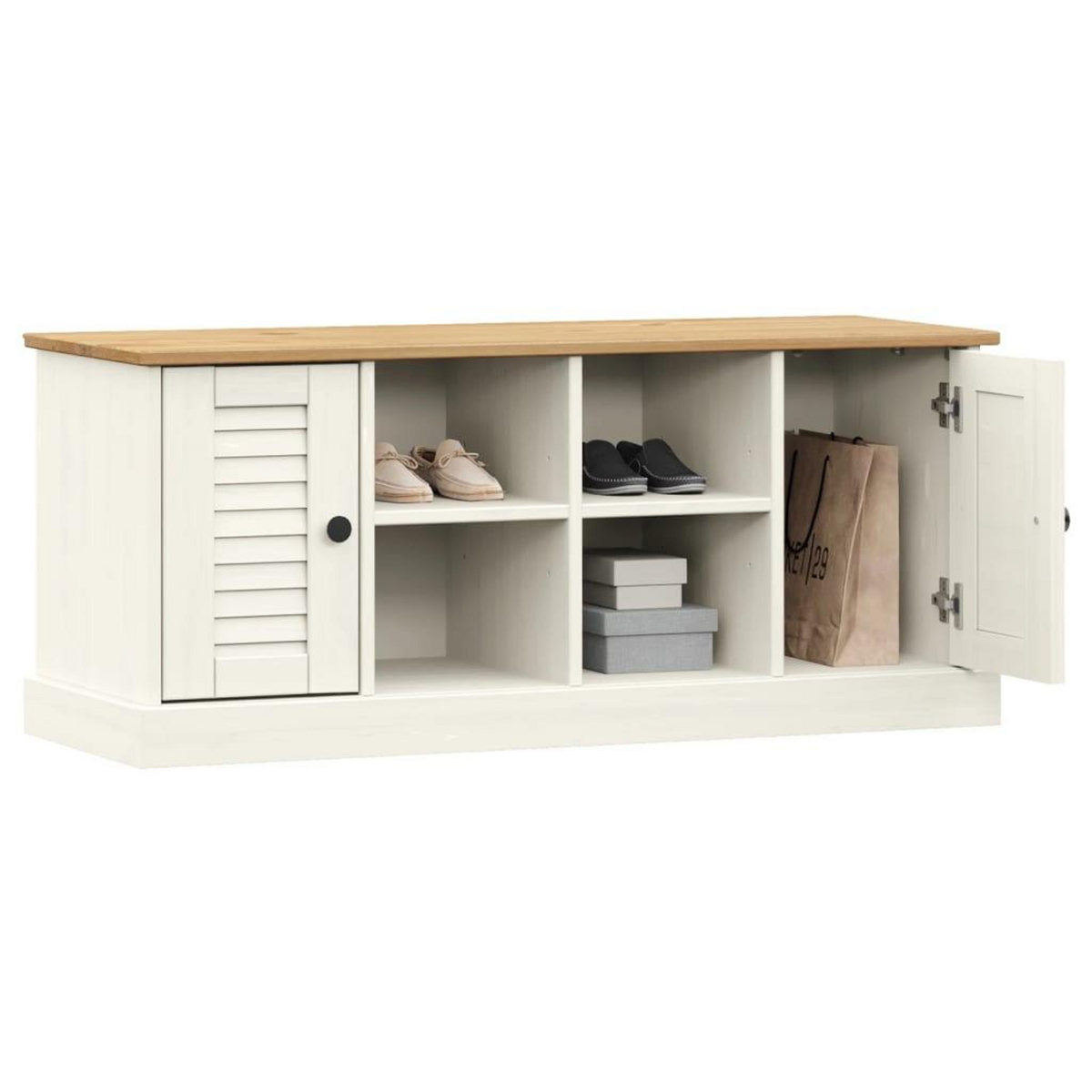 VIDAXL Banc a chaussures VIGO blanc 106x35x45 cm bois massif de pin