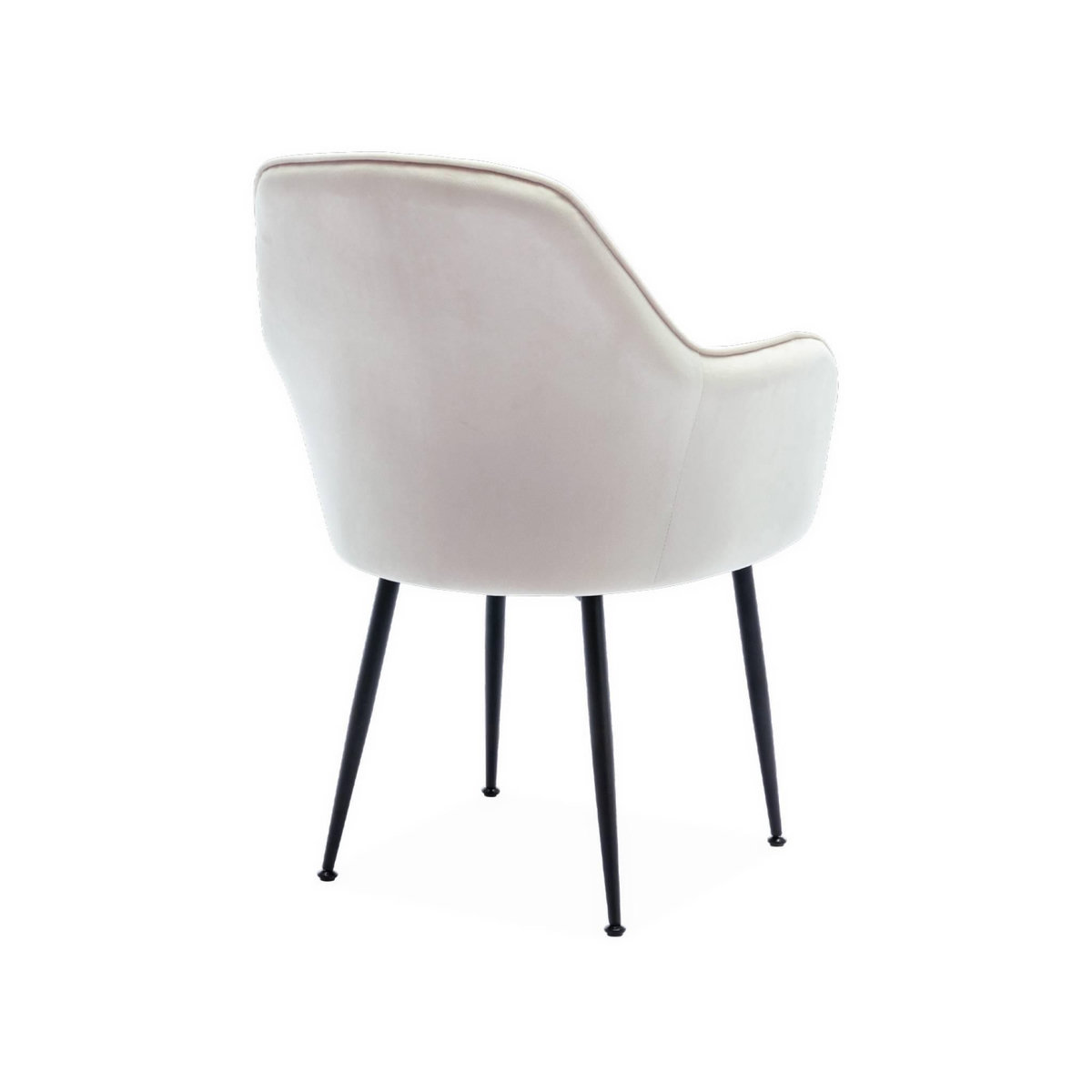 SWEEEK Lot de 4 fauteuils en velours blanc cassé et pieds en métal noir. Shella L 57 x P 59 x H 84.5
