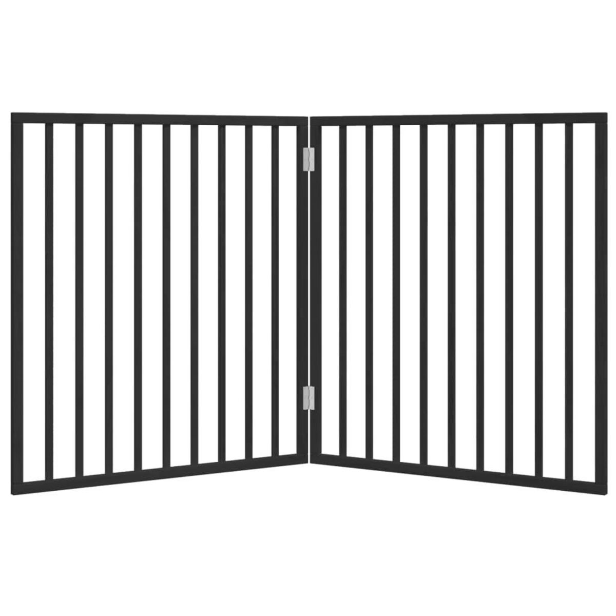 VIDAXL Barriere pour chien pliable 2 panneaux noir bois de peuplier