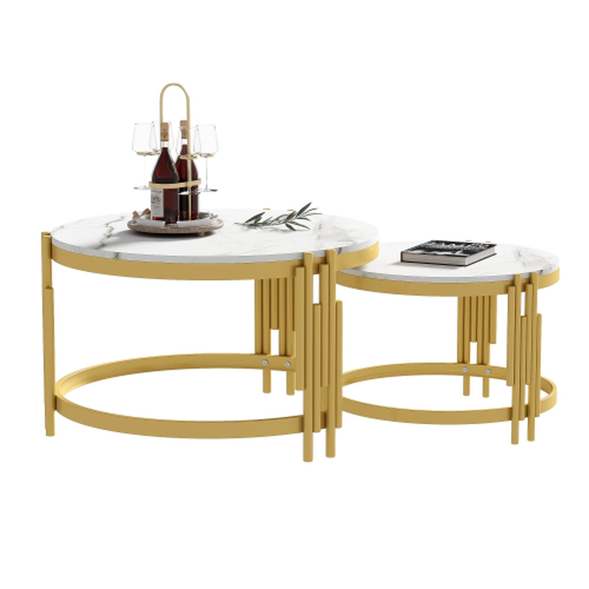 MERAX Table basse gigogne ronde gris - 71,5x71,5 cm mdf