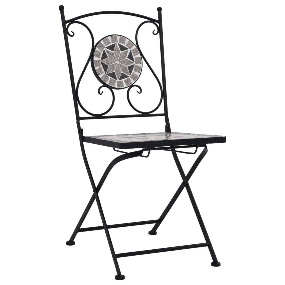 VIDAXL Chaises de bistrot mosaïque lot de 2 Gris