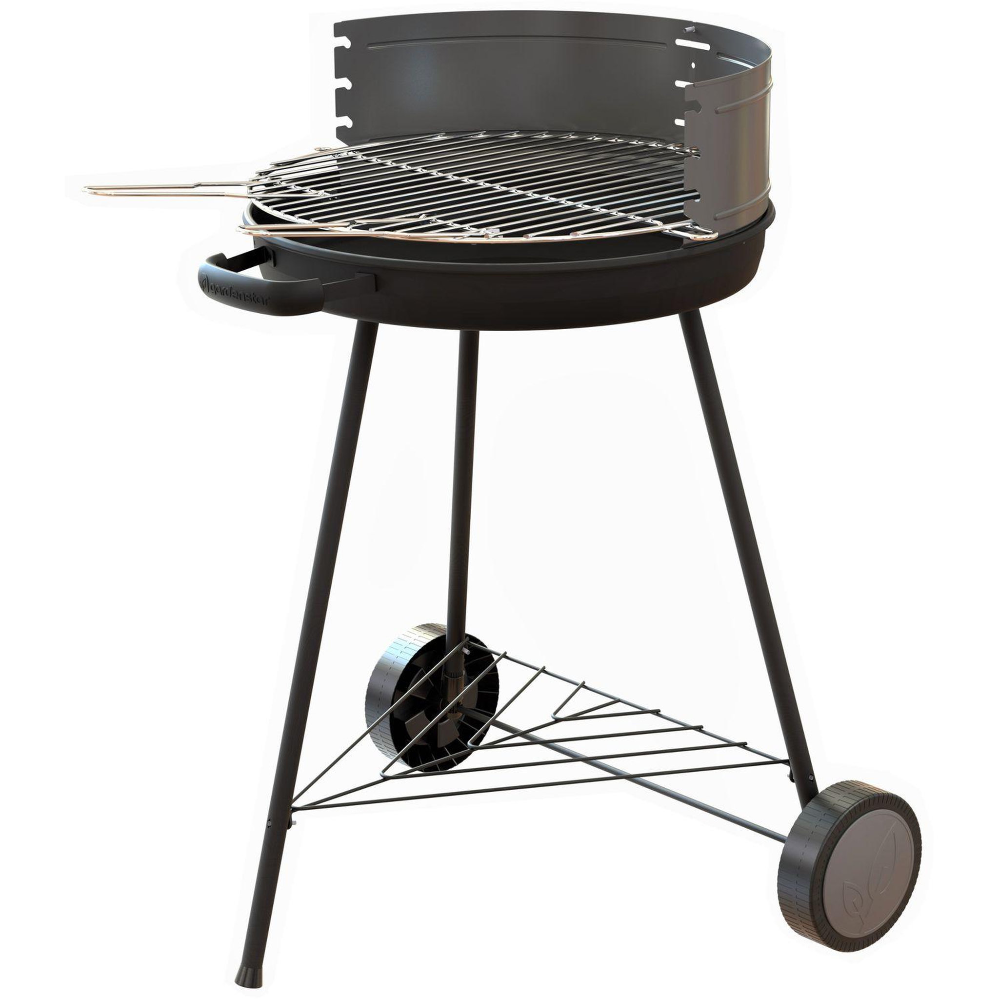 Voir la diapositive 2 : GARDENSTAR Barbecue charbon de bois rond en acier emaillé 62x55.5x80,5cm