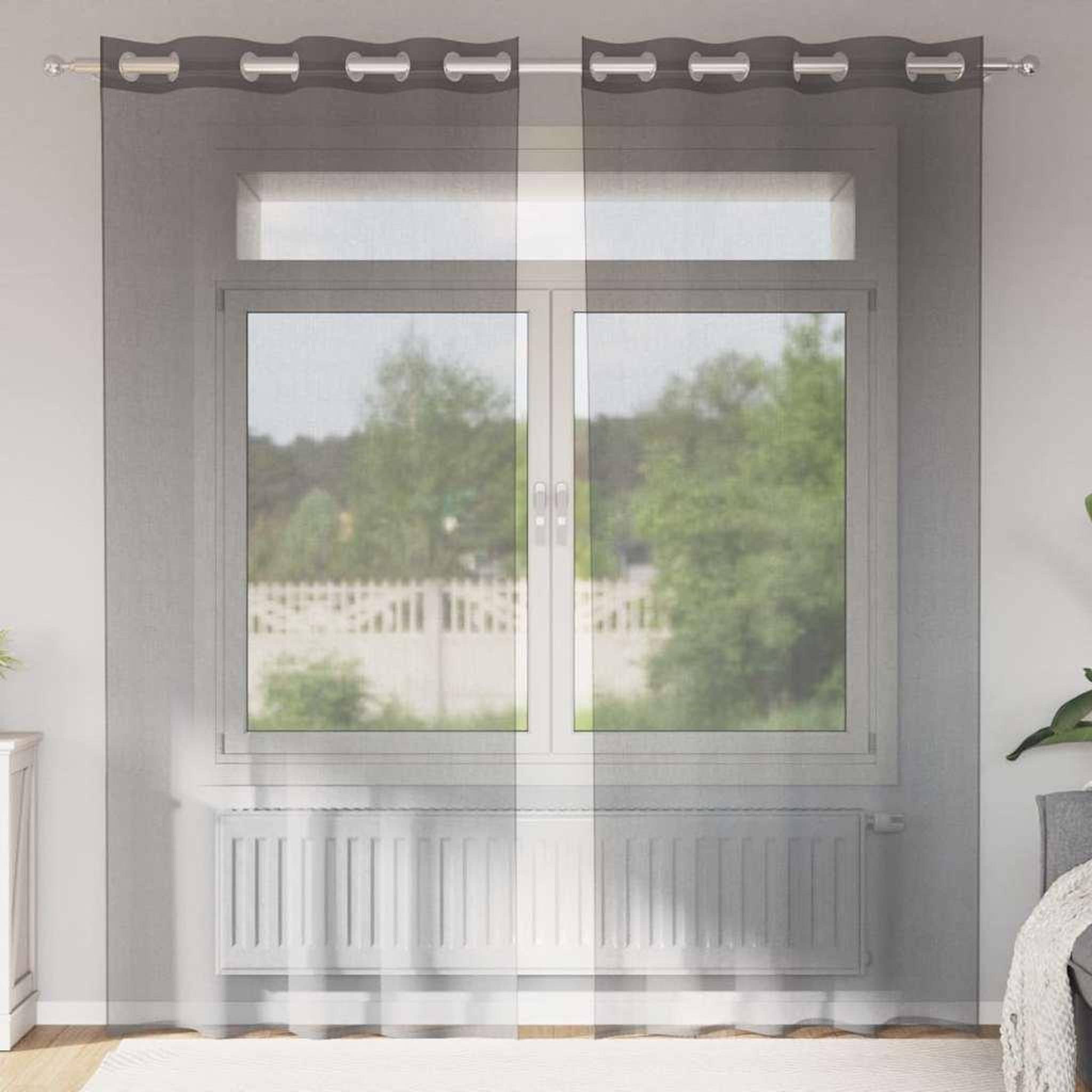 VIDAXL Rideaux en voile avec œillets 2 pcs gris fonce 140x245 cm