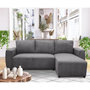 Voir la diapositive 2 : MARKET24 Canapé d'angle convertible réversible 3-4 places PHARELL - velours côtelé Anthracite - Coffre de rangement - L224 x P155 x H
