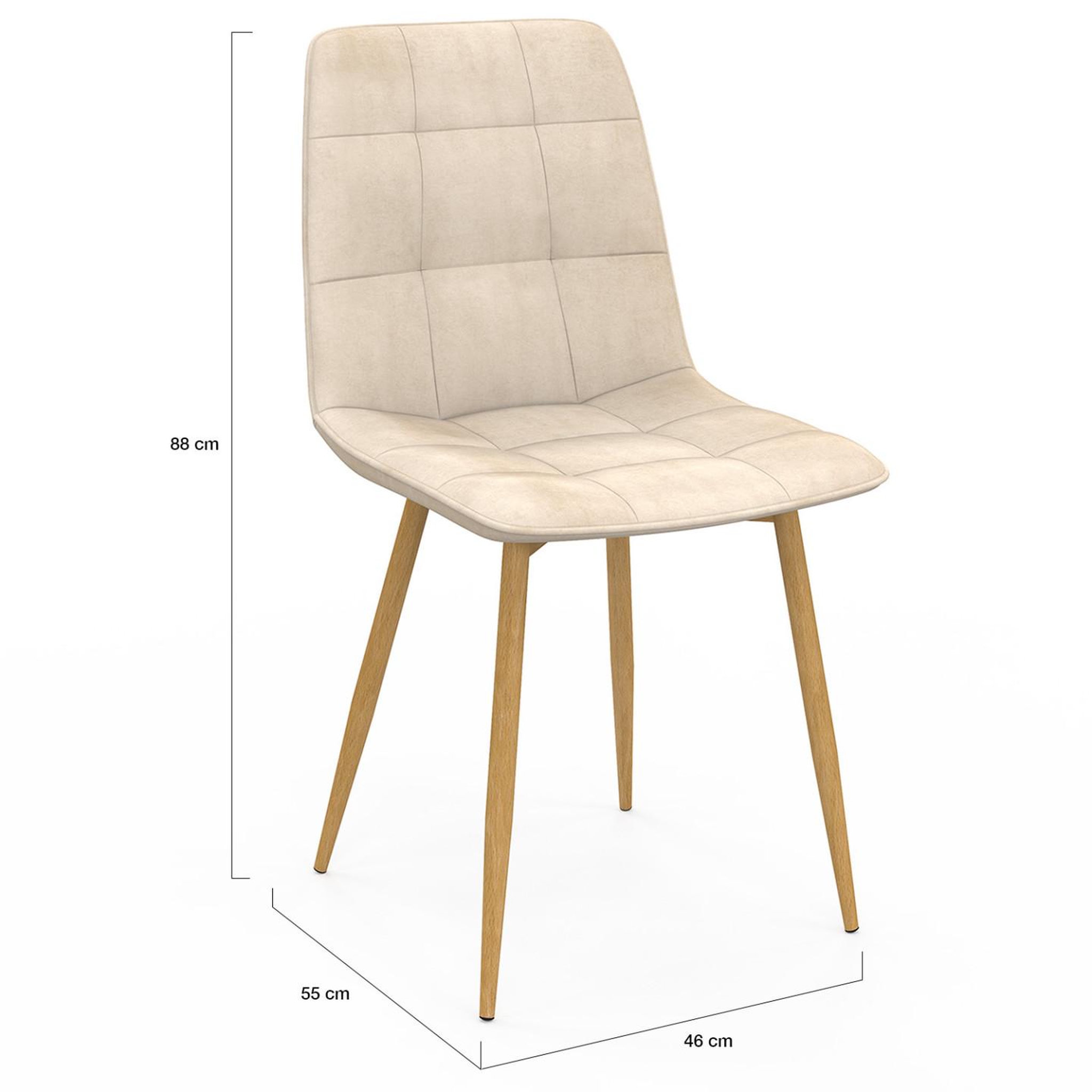 Voir la diapositive 5 : ID MARKET Lot de 6 chaises mila en velours beige et pieds effet bois pour salle à manger