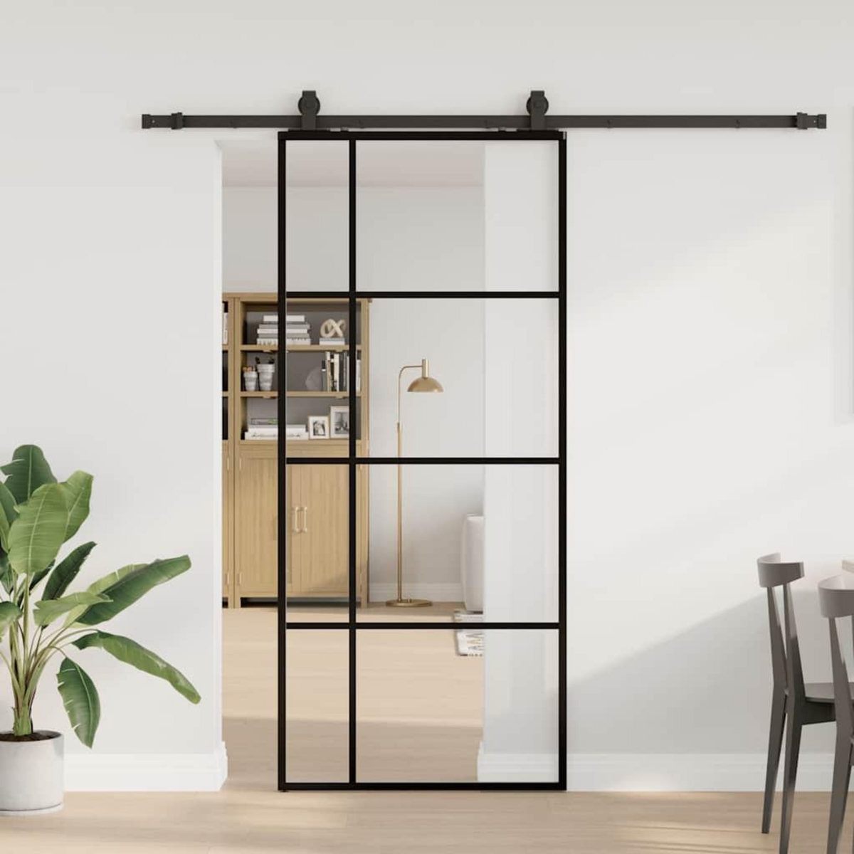 VIDAXL Porte coulissante kit de quincaillerie noir 90x205 cm verre ESG