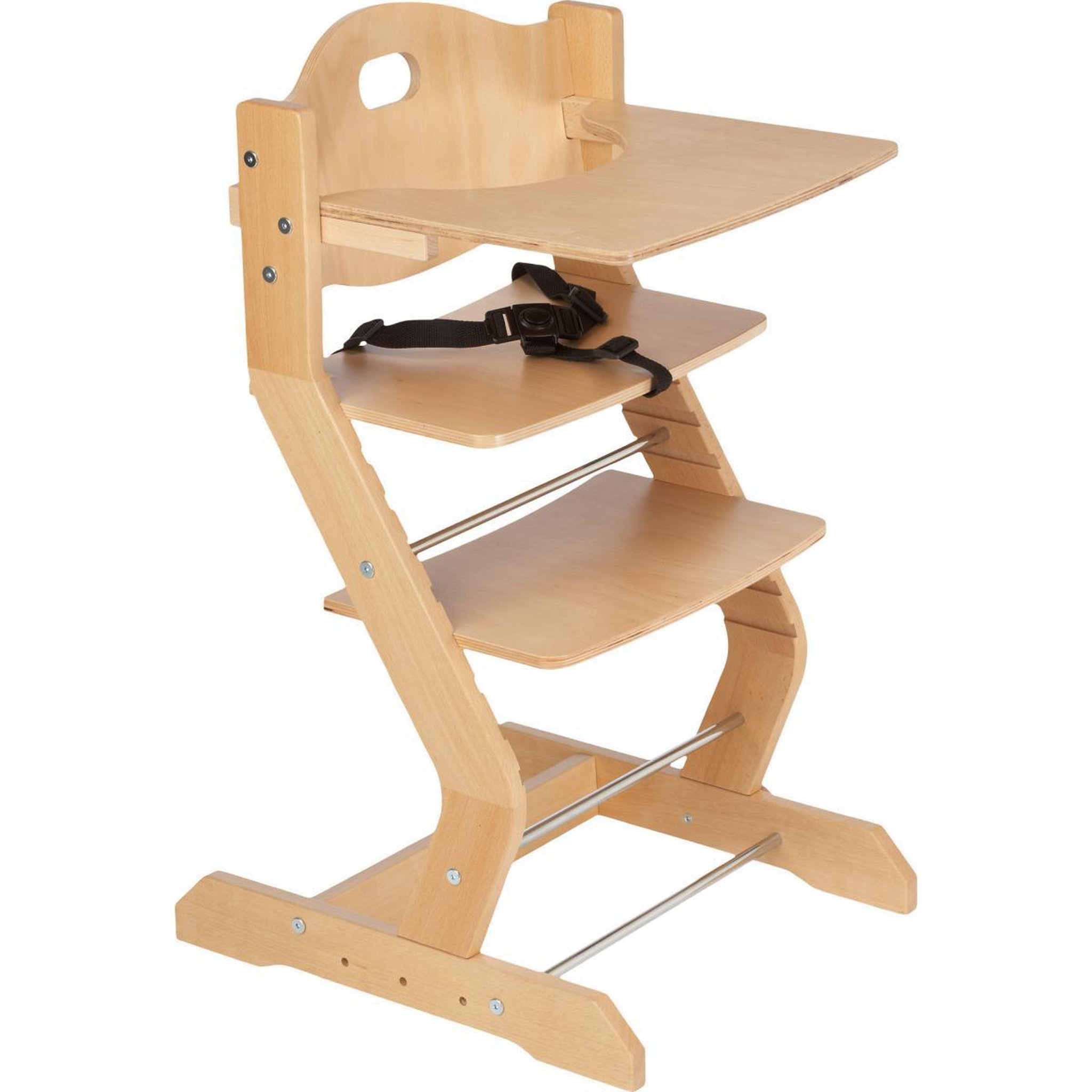 Voir la diapositive 1 : TISSI Chaise haute avec plateau en bois naturel