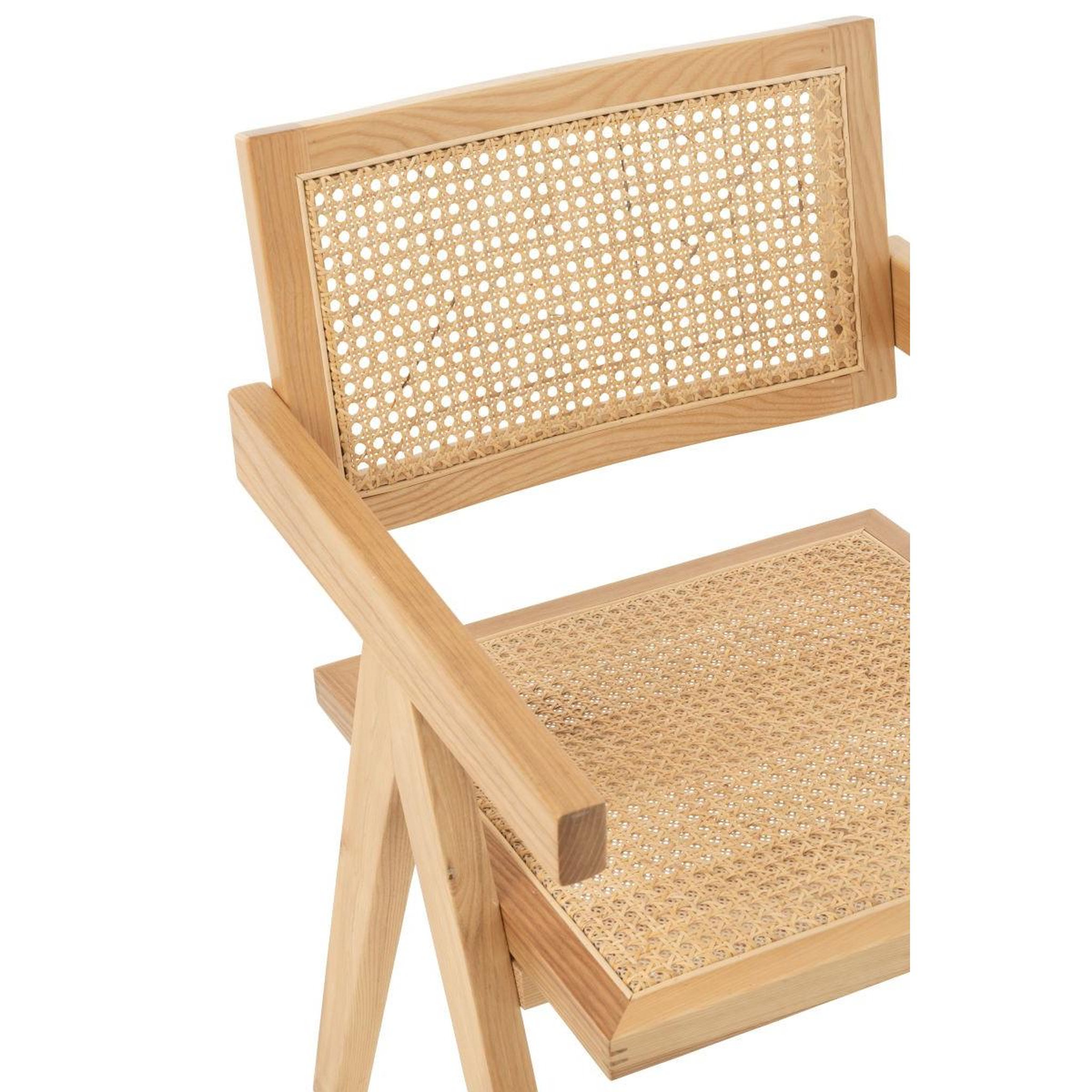 Voir la diapositive 5 : J-LINE Chaise cannage en bois  grid  80cm naturel