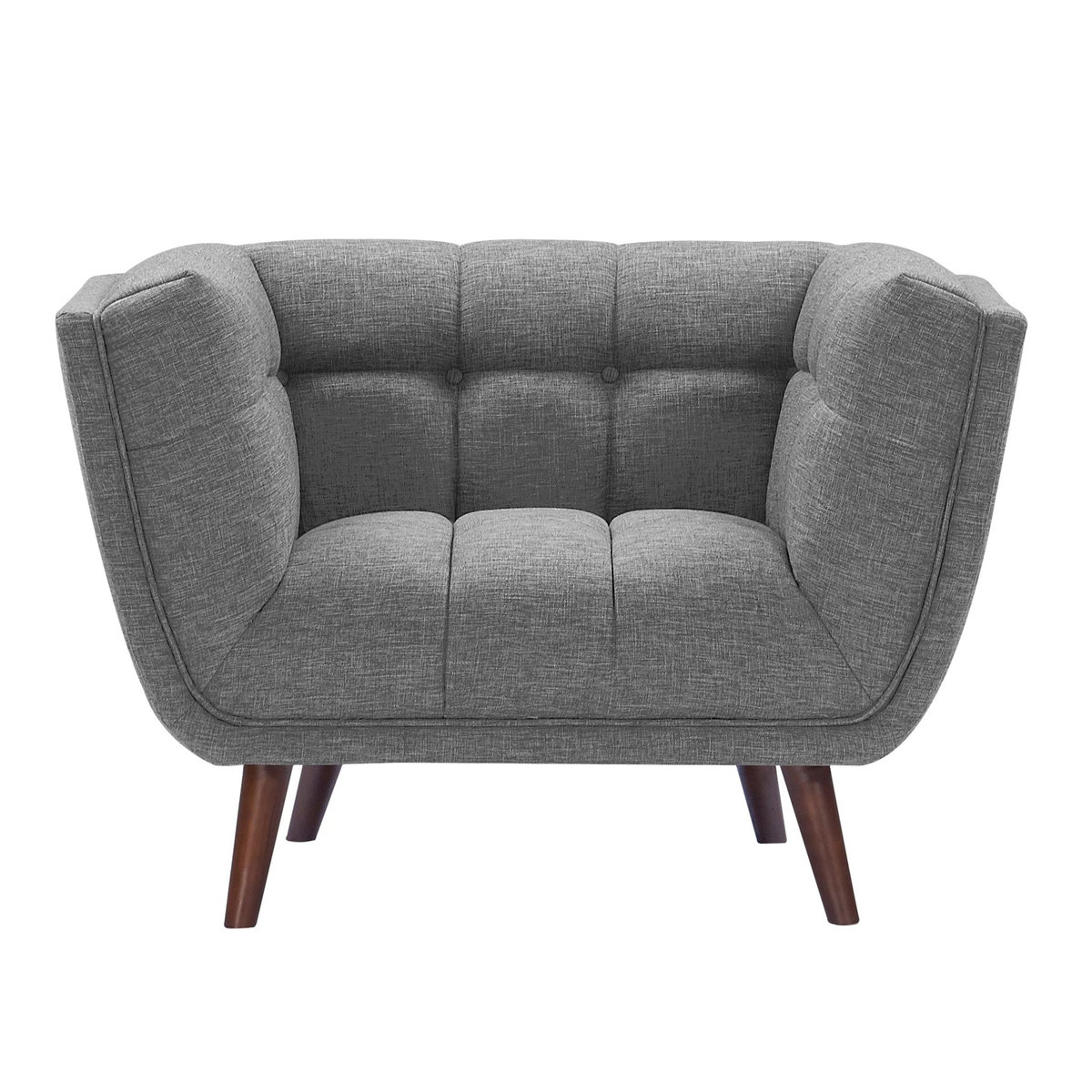 Rendez vous déco Fauteuil capitonné en tissu gris-Carmen