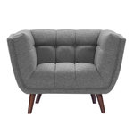 Rendez vous déco Fauteuil capitonné en tissu gris-Carmen
