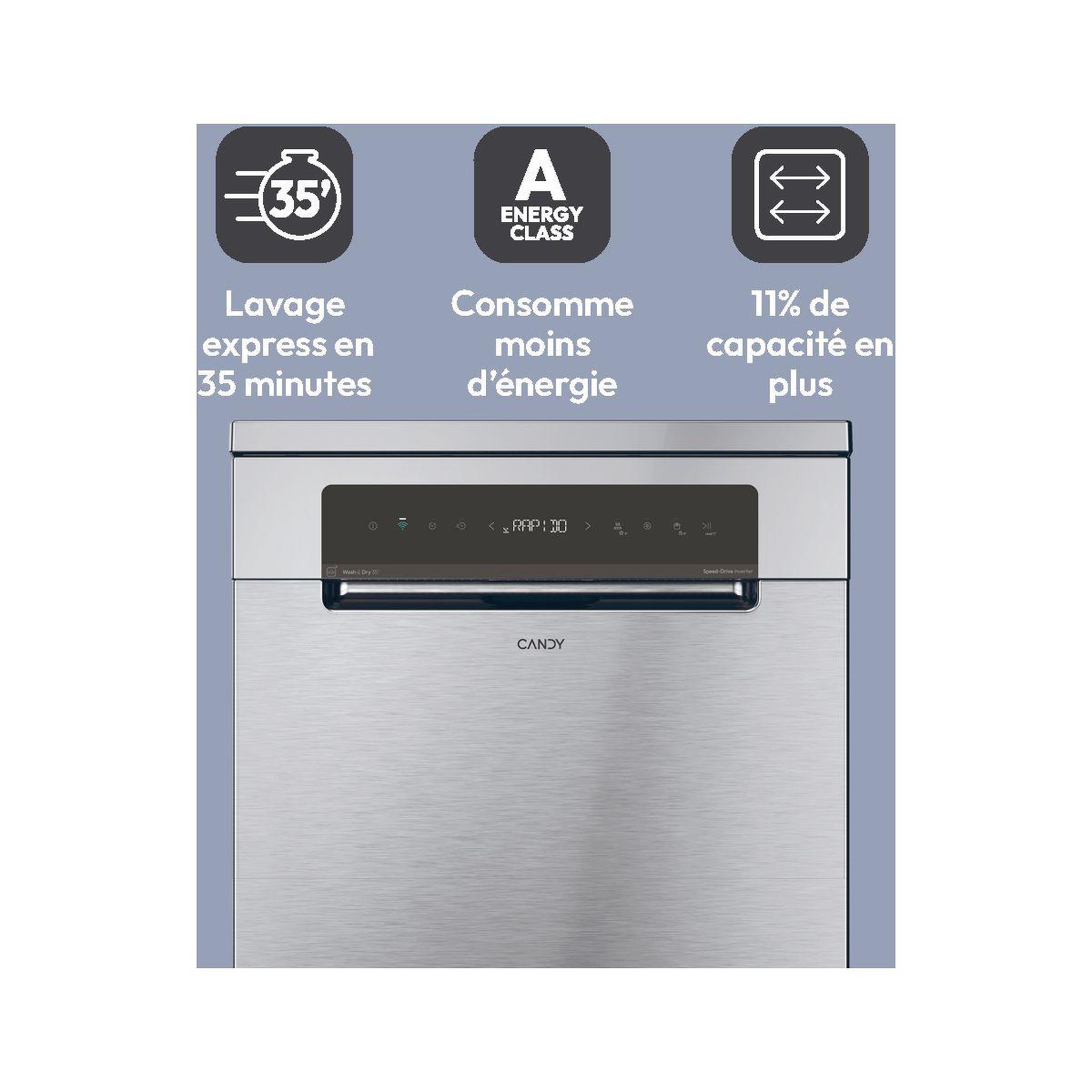 Voir la diapositive 2 : Candy Lave vaisselle 60 cm CNF 4A4S3PSX