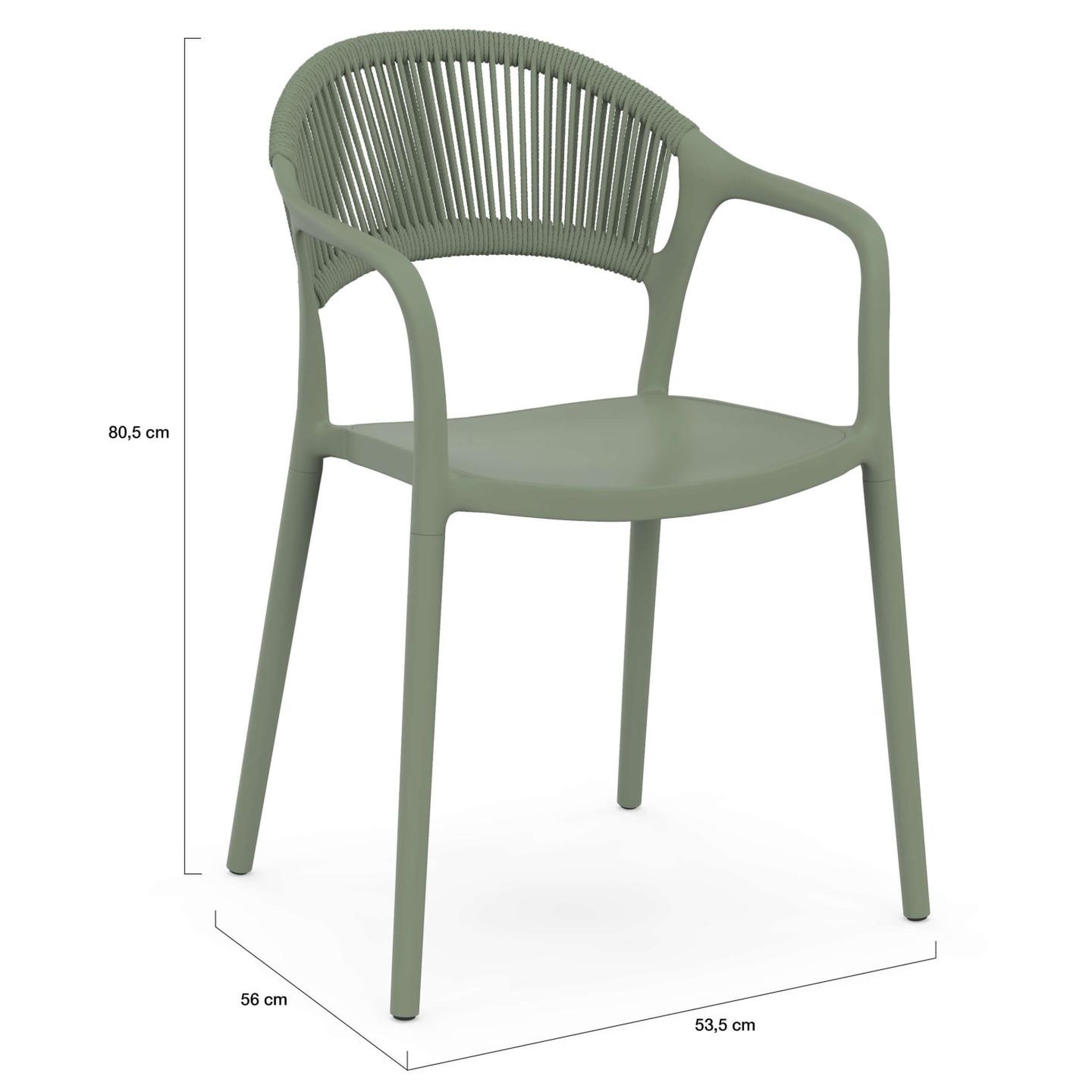Voir la diapositive 6 : ID MARKET Lot de 4 chaises de jardin empilables odelia en polypropylène et cordage vert