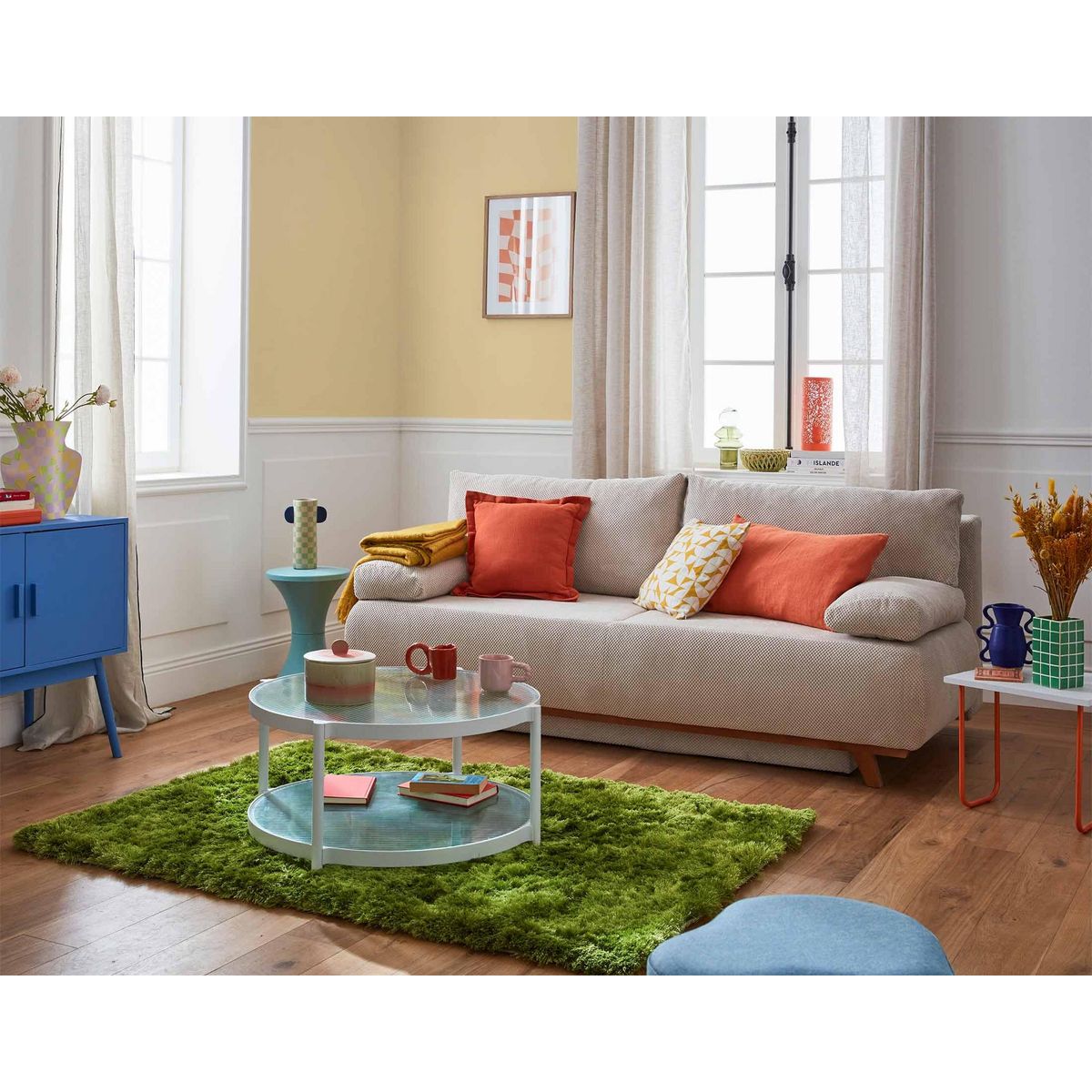 BEST MOBILIER Cristal - canapé 3 places - convertible avec coffre - en velours texturé