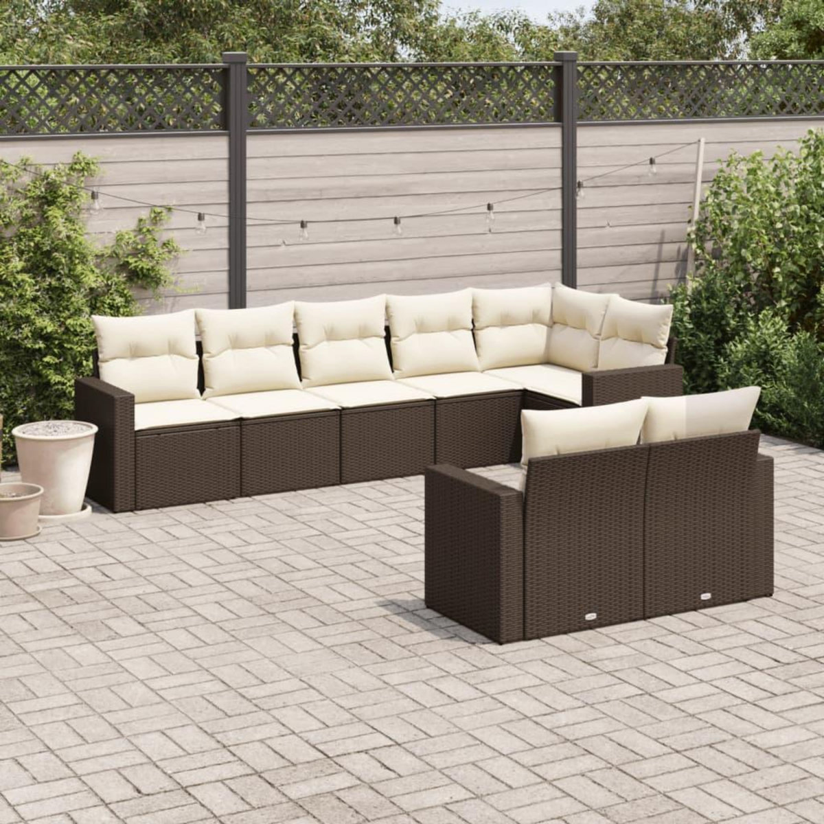 VIDAXL Salon de jardin 8 pcs avec coussins marron resine tressee