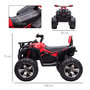 Voir la diapositive 3 : HOMCOM Voiture 4x4 quad buggy électrique enfant 12 V 5 Km/h max. effets lumineux sonores selle avec dossier porte-bagage avant métal PP rouge noir
