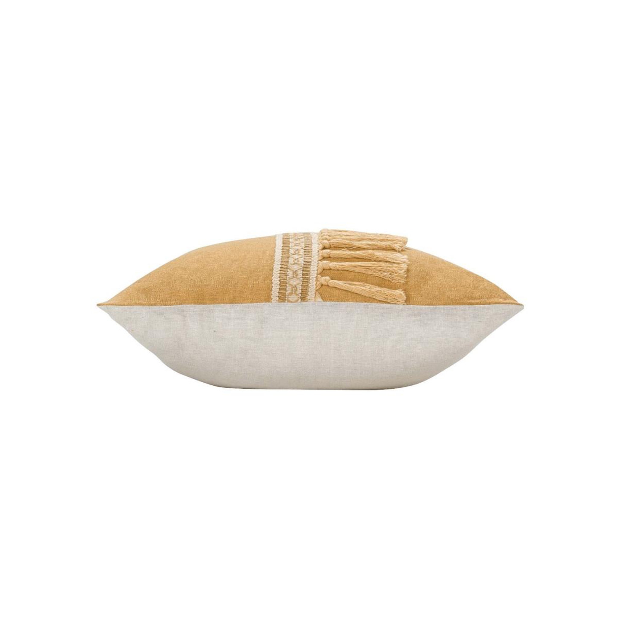 Voir la diapositive 2 : Douceur d'Intérieur Coussin déco franges  janara  45x45cm ocre
