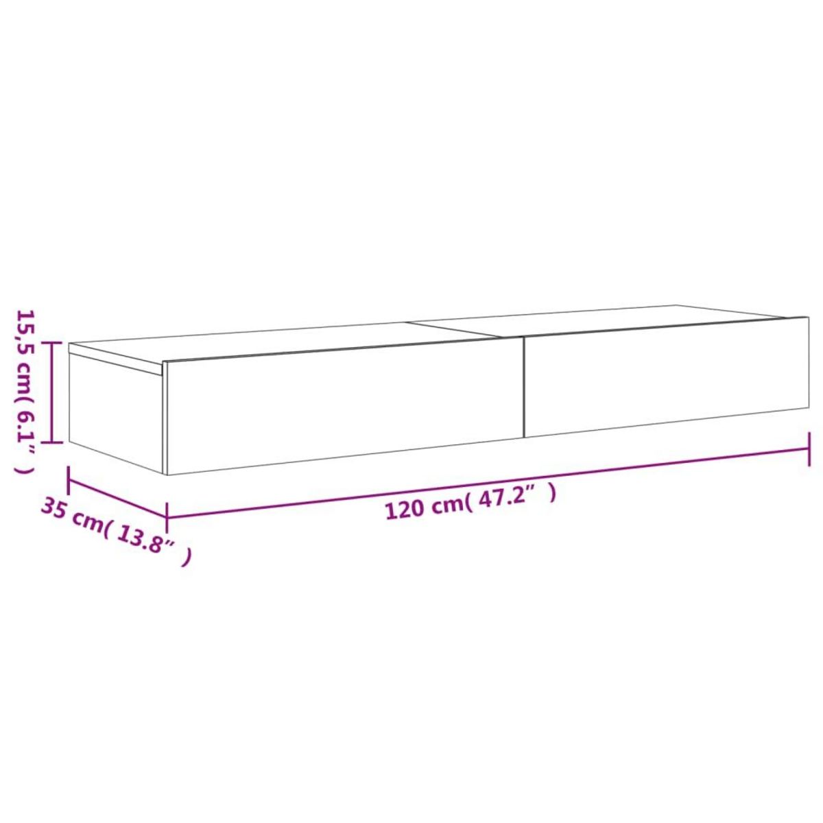 VIDAXL Meubles TV avec lumieres LED 2 pcs gris beton 60x35x15,5 cm