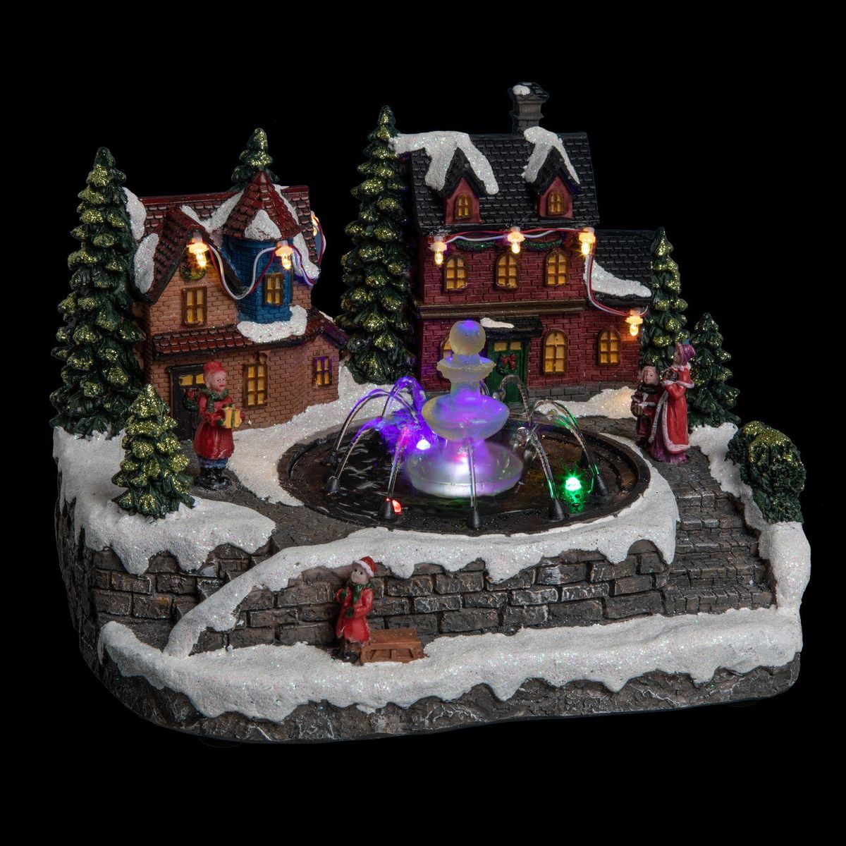 FEERIC LIGHT & CHRISTMAS Village de Noël animé et lumineux Fontaine - Gris
