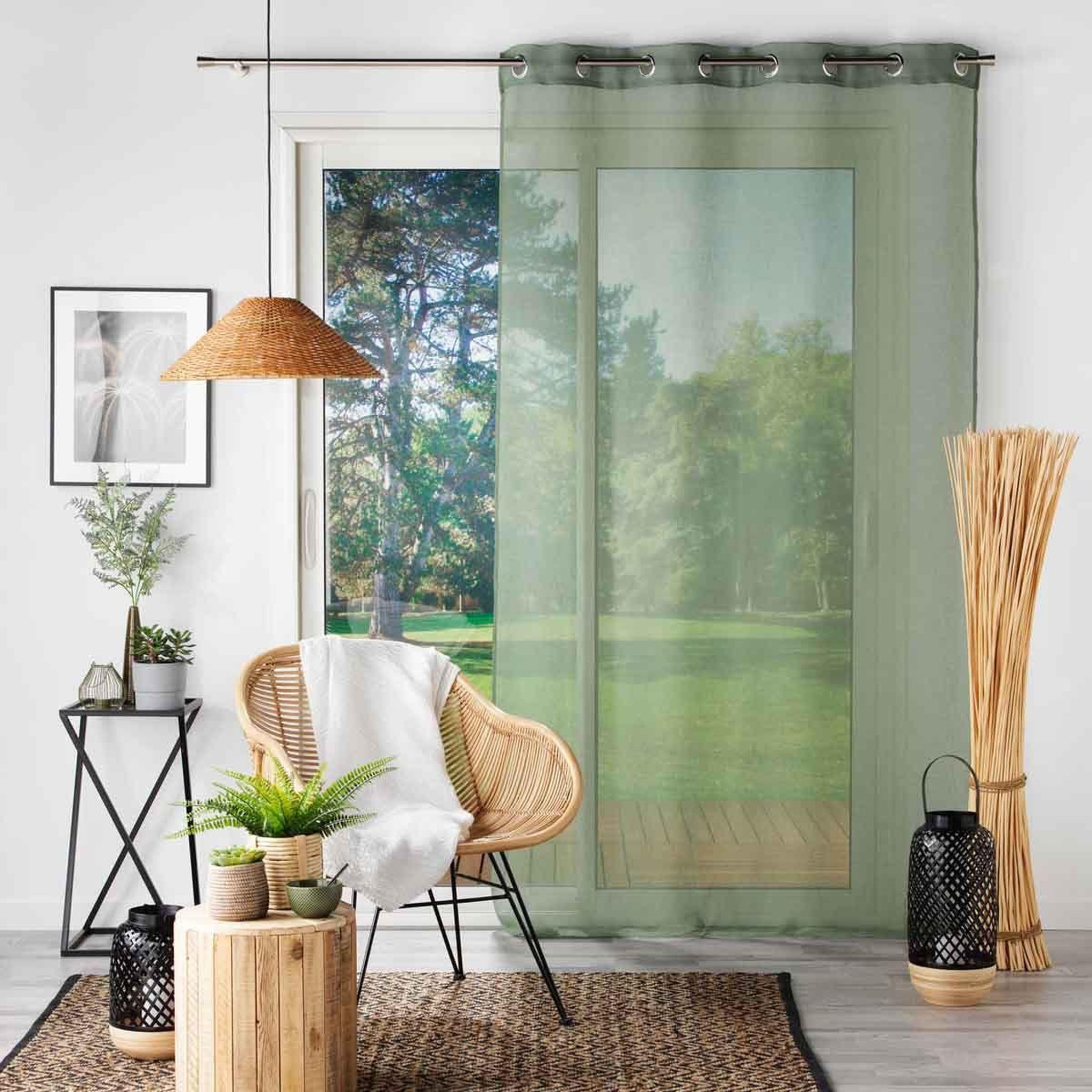 Voir la diapositive 3 : Douceur d'Intérieur Rideau voilage à œillets  sandra  140x180cm kaki