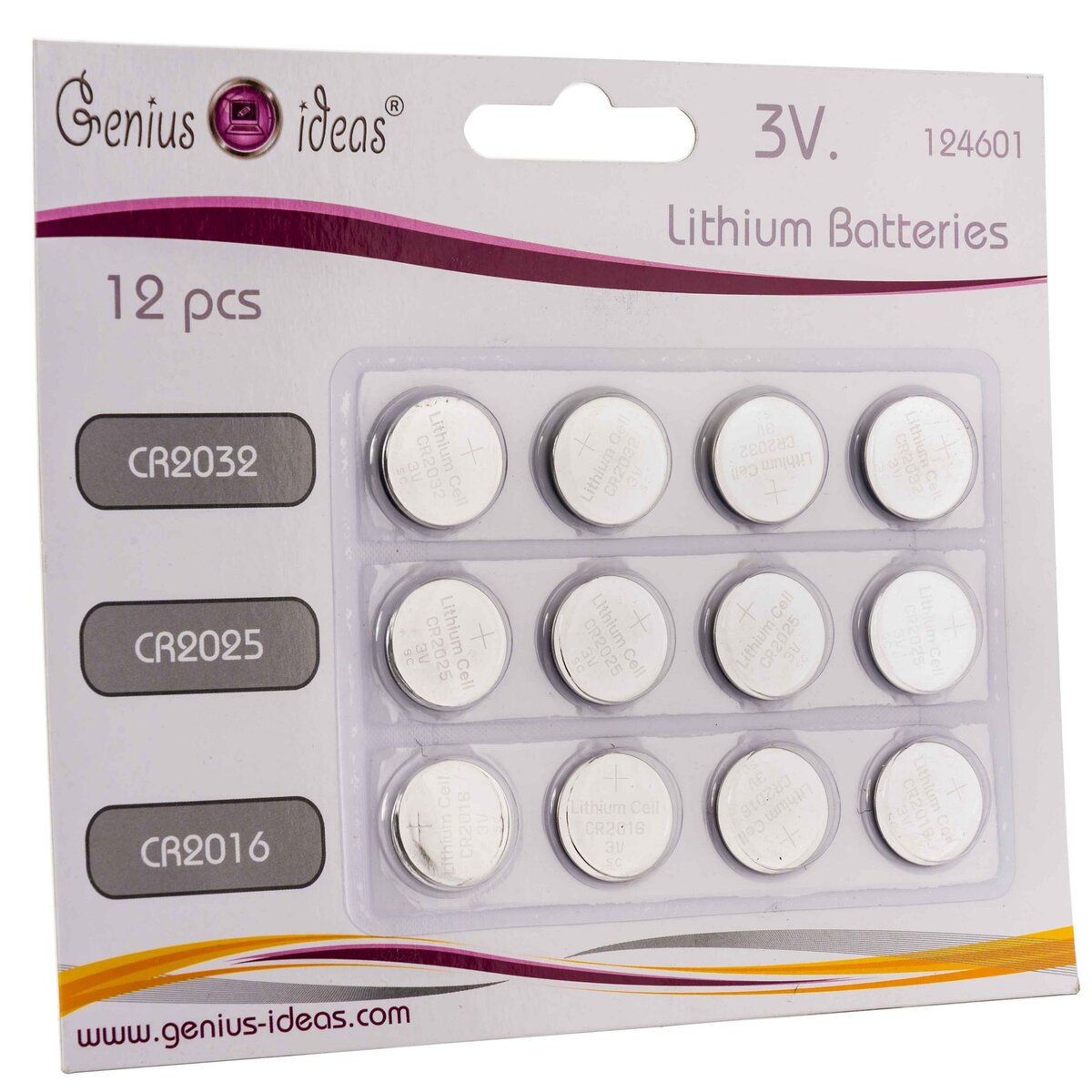 Genius ideas Lot de 12 piles boutons batterie lithium 3 V