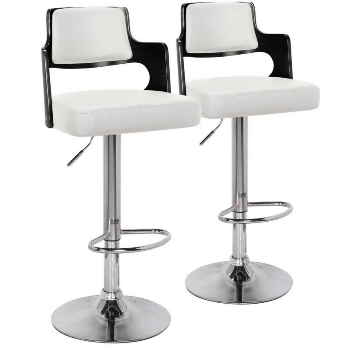 Paris Prix Lot de 2 Chaises de Bar  Paddington  110cm Noir & Blanc