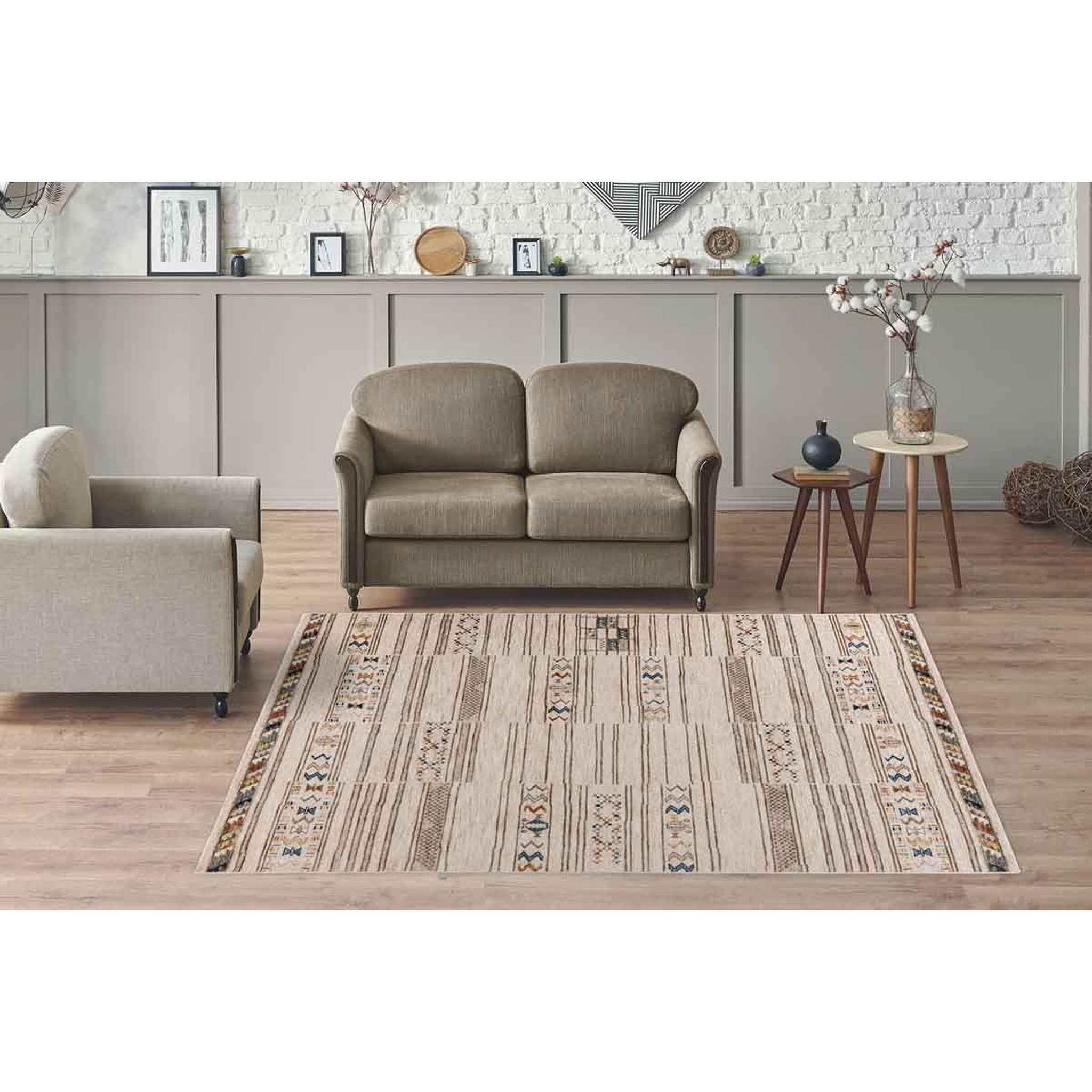 Voir la diapositive 5 : Paris Prix Tapis Tissé Imprimé Ethnique  Jaka  Multicolore