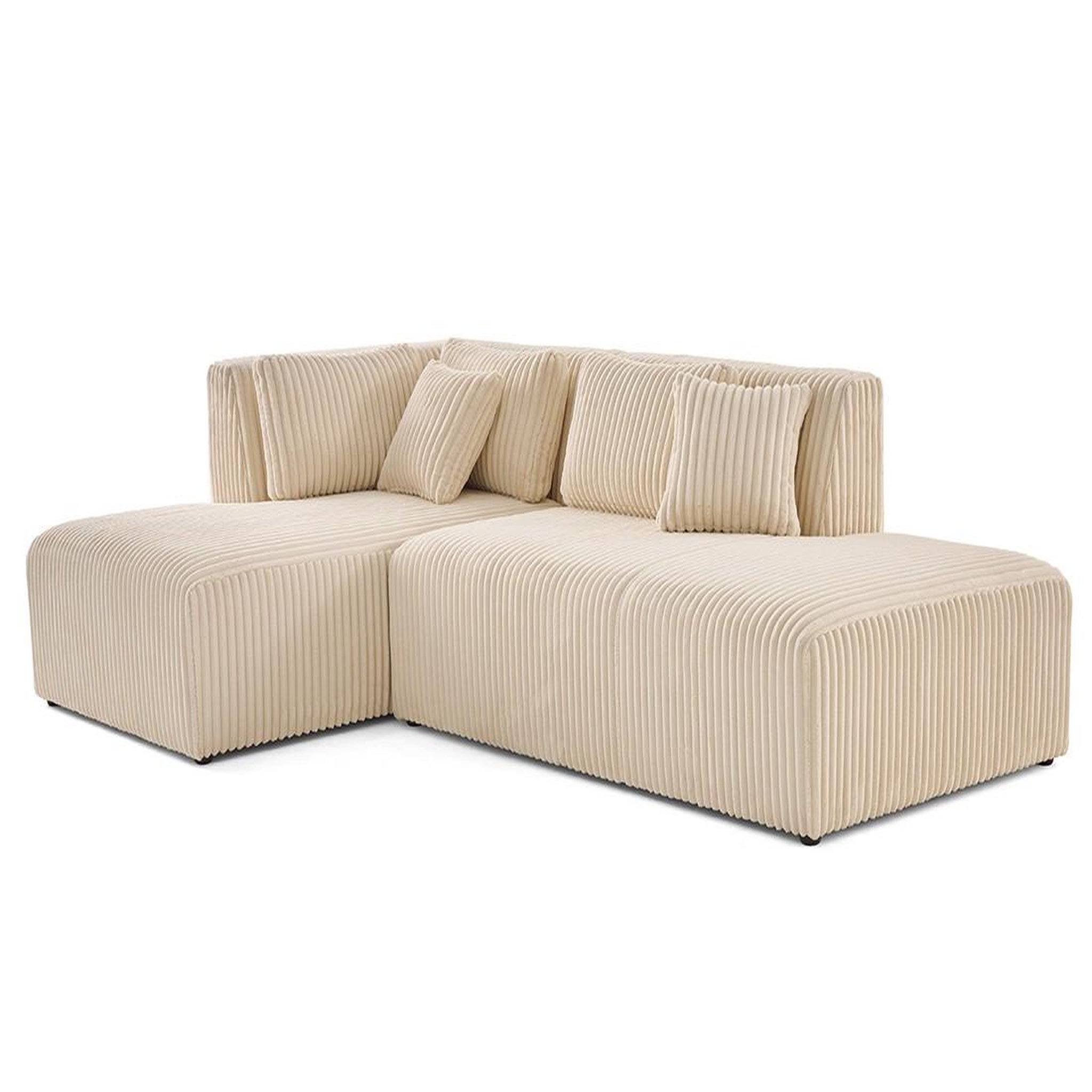 Voir la diapositive 5 : LISA DESIGN Victoire - canapé modulable d'angle gauche 4 places en velours côtelé grosses côtes