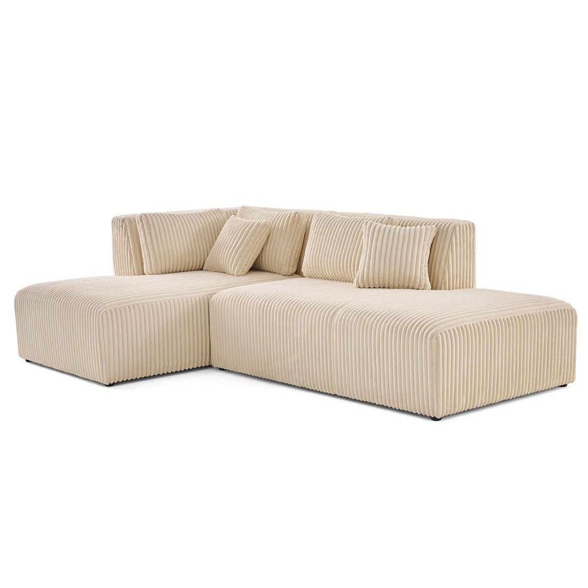 LISA DESIGN Victoire - canapé modulable d'angle gauche 4 places en velours côtelé grosses côtes