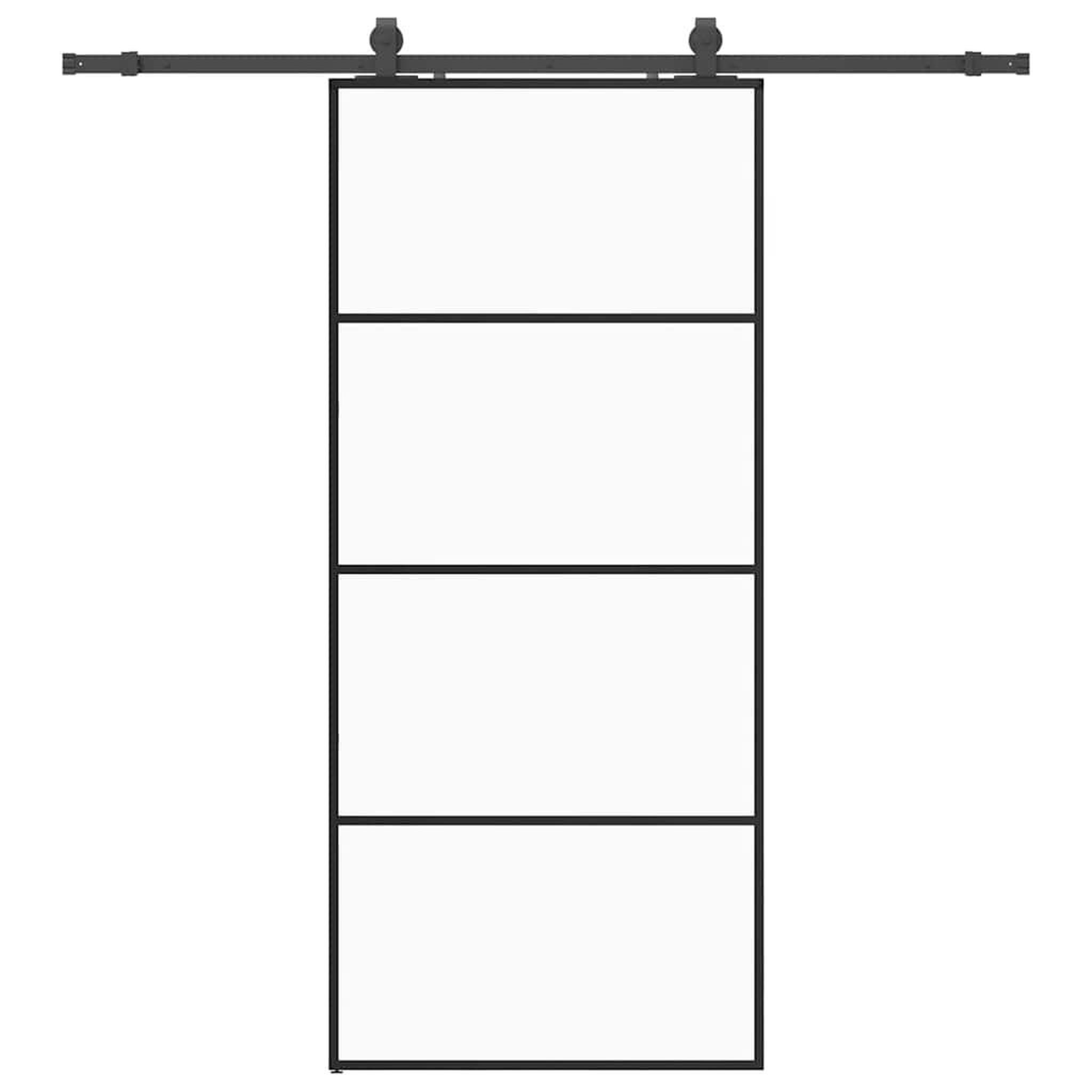 Voir la diapositive 2 : VIDAXL Porte coulissante kit de quincaillerie noir 90x205 cm verre ESG