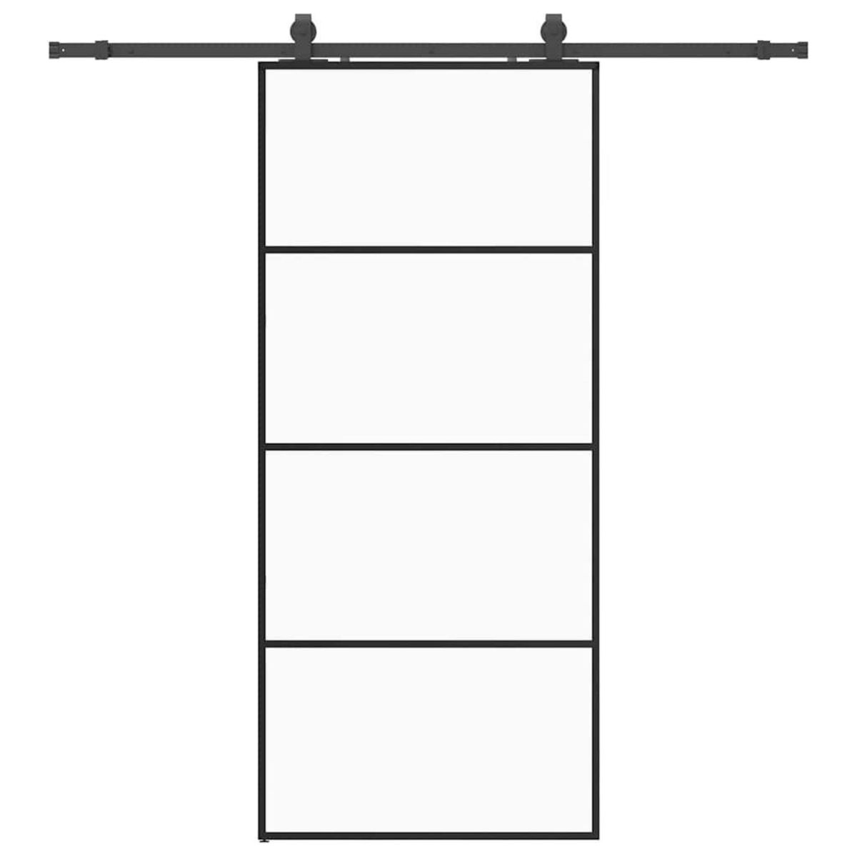 VIDAXL Porte coulissante kit de quincaillerie noir 90x205 cm verre ESG