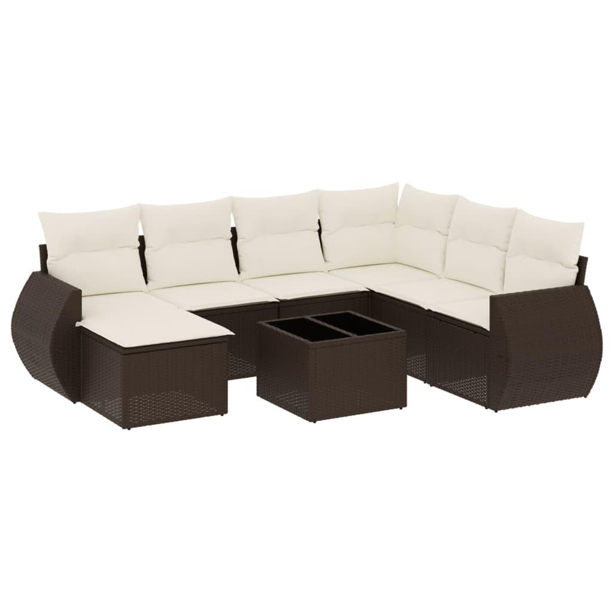 Voir la diapositive 2 : VIDAXL Salon de jardin 8 pcs avec coussins marron resine tressee