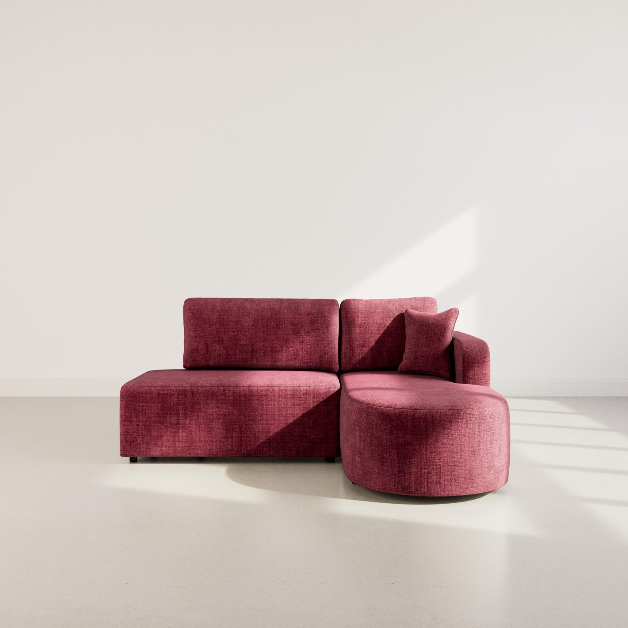 Voir la diapositive 5 : BEST MOBILIER Miro - canapé d'angle droit 4 places convertible avec coffre en velours texturé