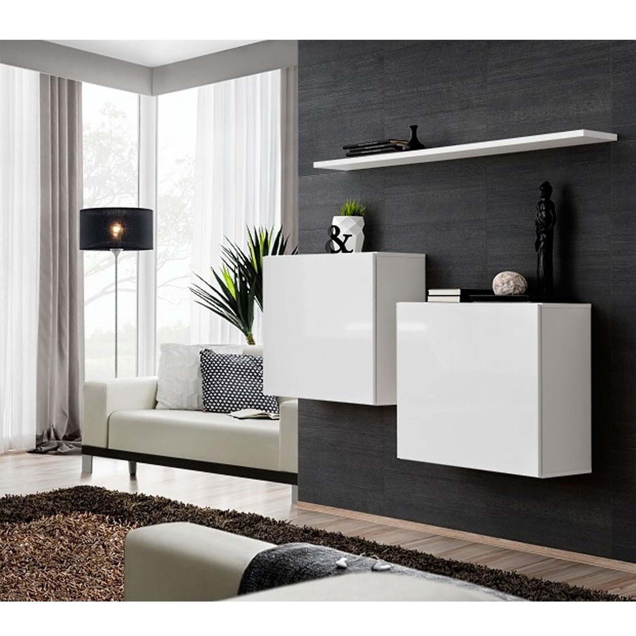 Voir la diapositive 4 : Paris Prix Lot de 2 blocs & étagère  switch sbi  130cm blanc