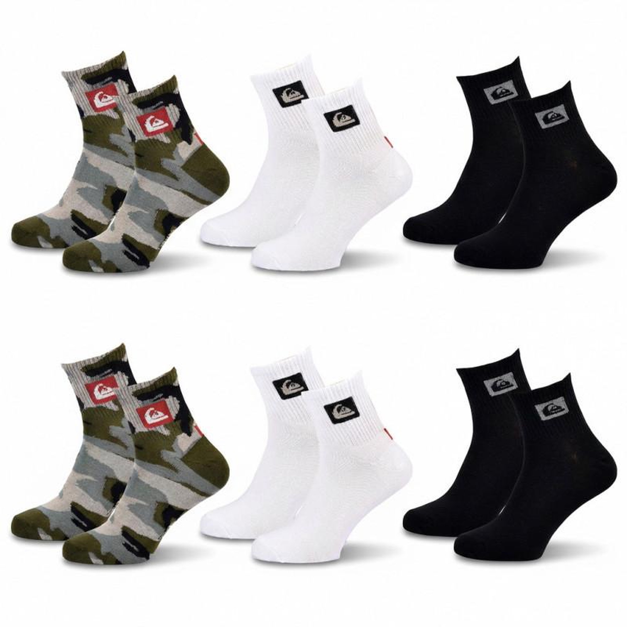 Voir la diapositive 1 : QUIKSILVER Quiksilver Pack de Chaussettes Homme QUARTER– Lot 6 Paires Sport