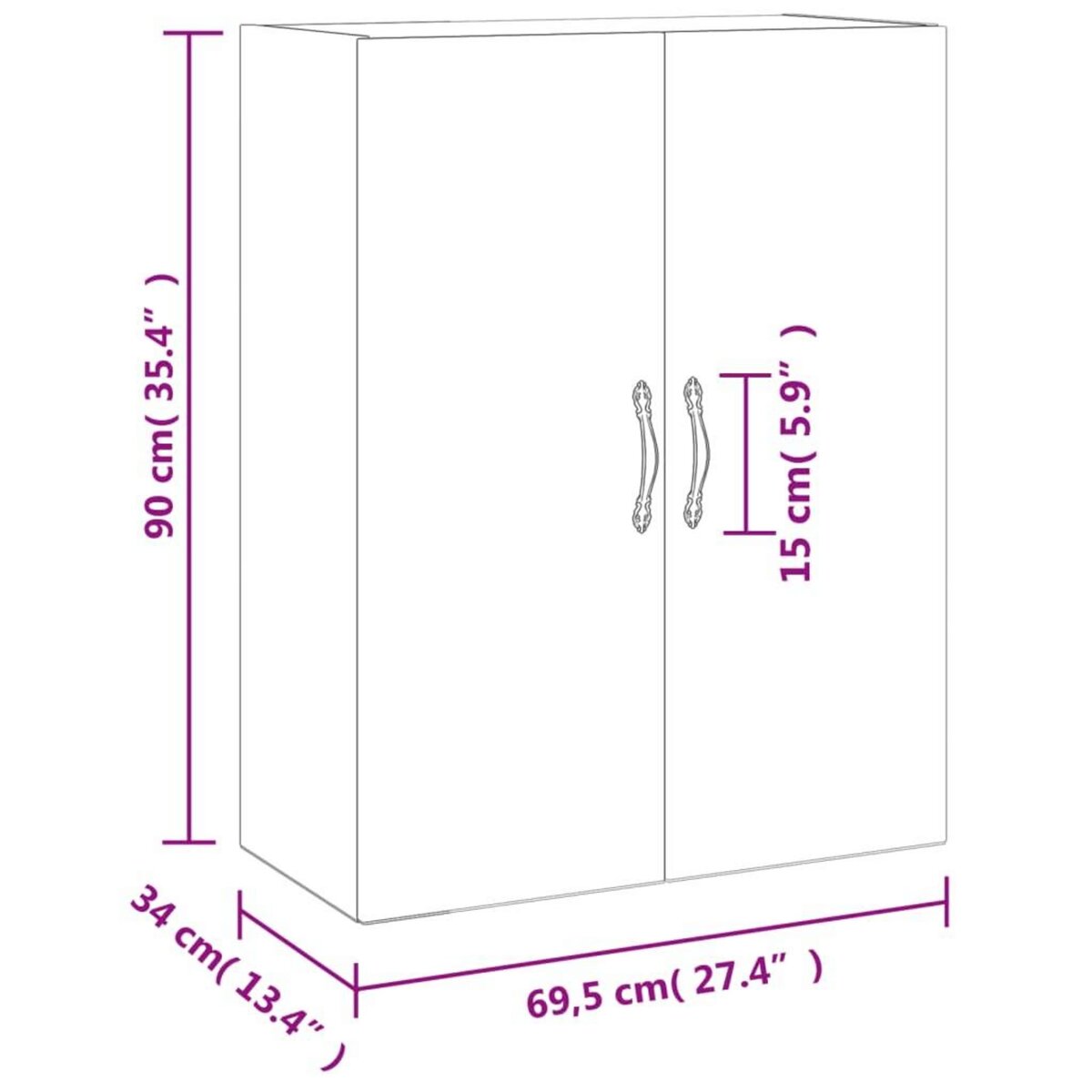 VIDAXL Armoire murale gris beton 69,5x34x90 cm bois d'ingenierie