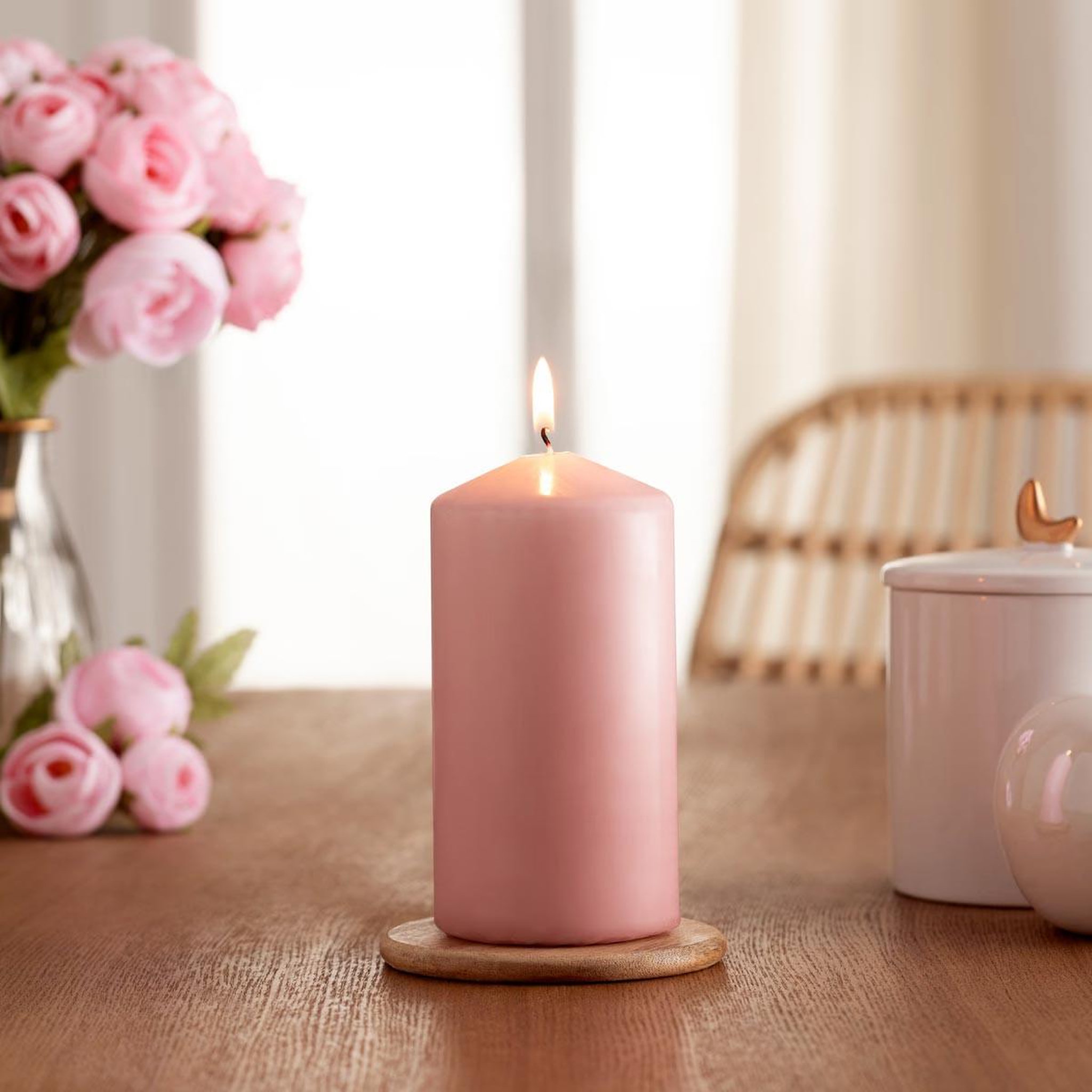 Voir la diapositive 3 : COMPTOIR DE LA BOUGIE Bougie parfumée ronde  tami  395g rose