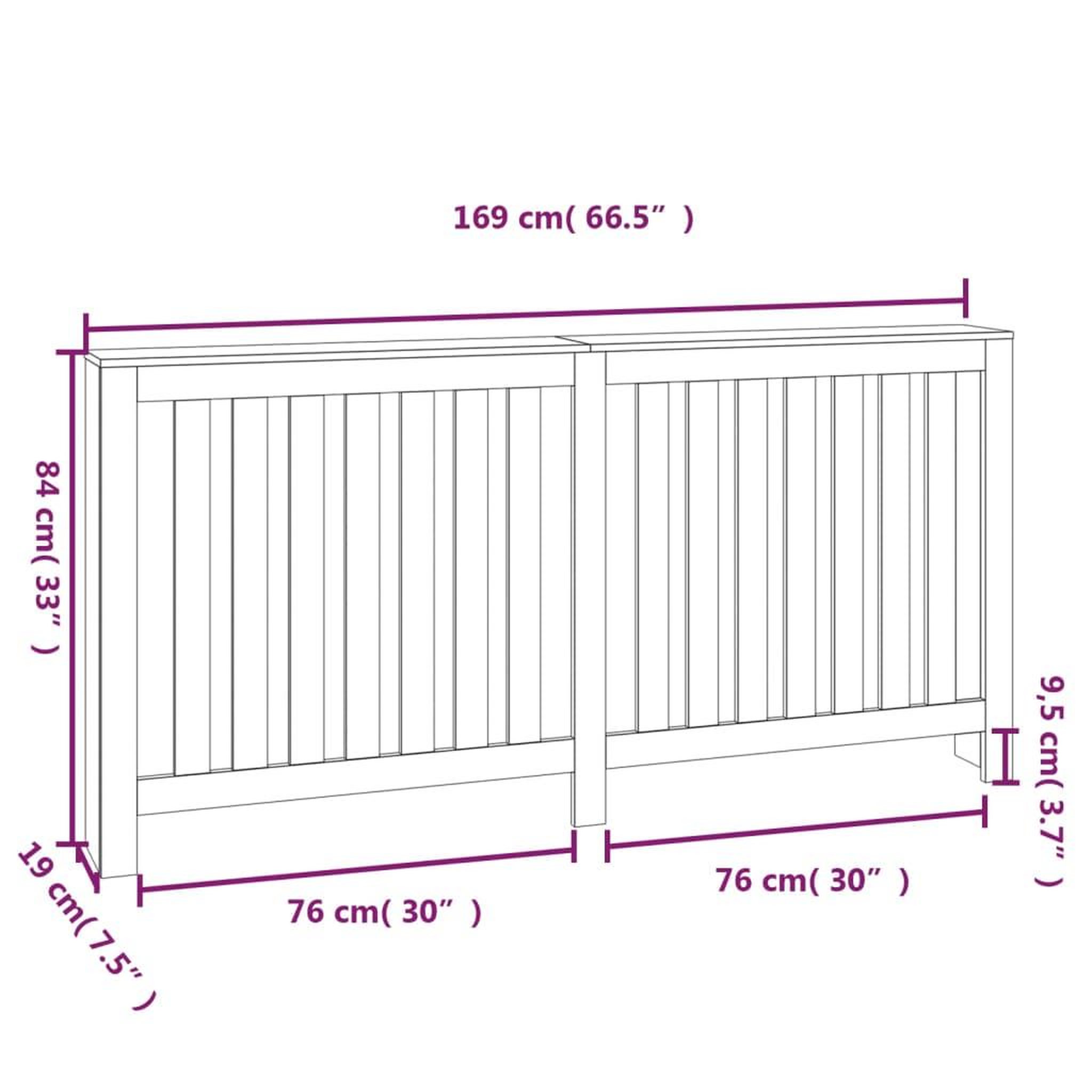 Voir la diapositive 6 : VIDAXL Cache-radiateur Blanc 169x19x84 cm Bois massif de pin