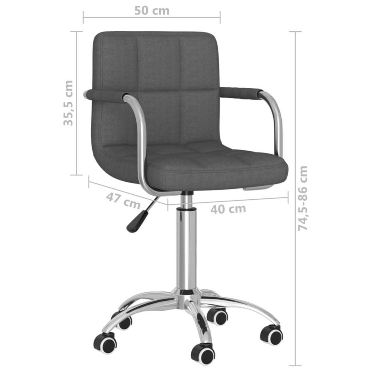 VIDAXL Chaise pivotante de bureau Gris fonce Tissu