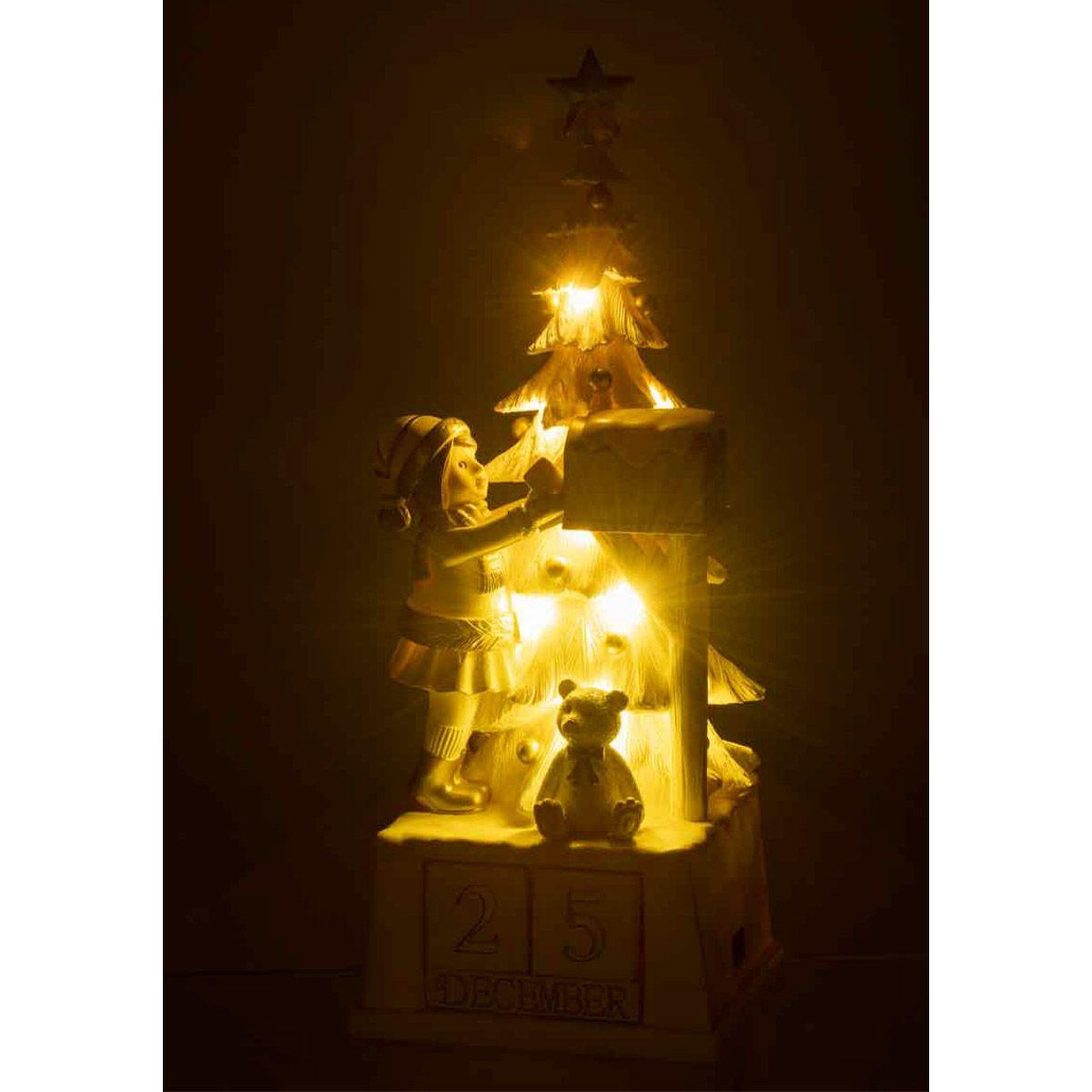 Voir la diapositive 4 : J-LINE Calendrier déco  sapin de noël  49cm blanc & or