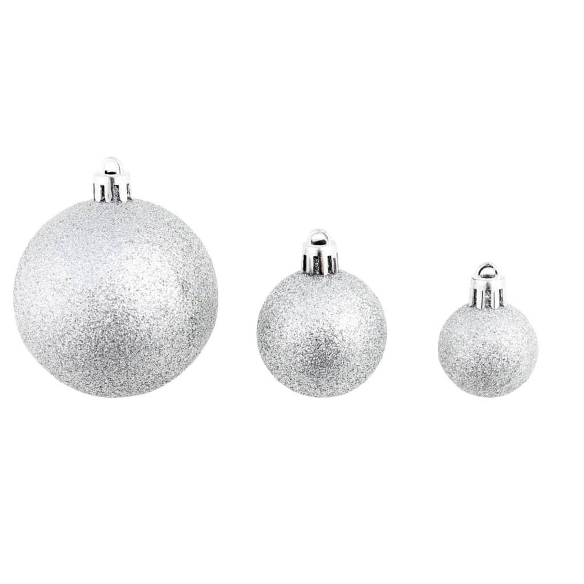 VIDAXL Ensemble de boules de Noël 100 pcs 3/4/6 cm Argente