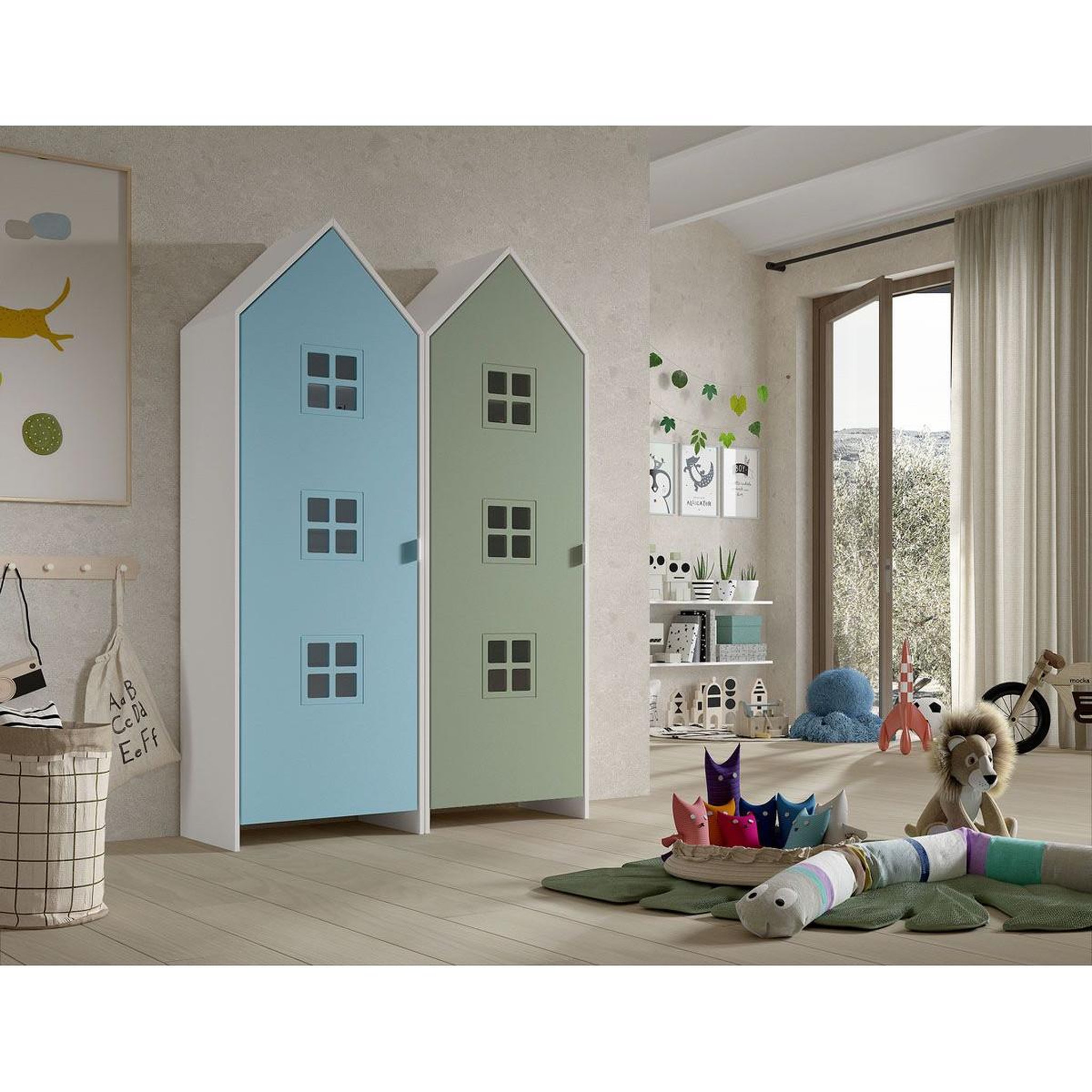 Voir la diapositive 3 : Vipack Combinaison D'armoires 2 Parties Casami Bruges bleu vert