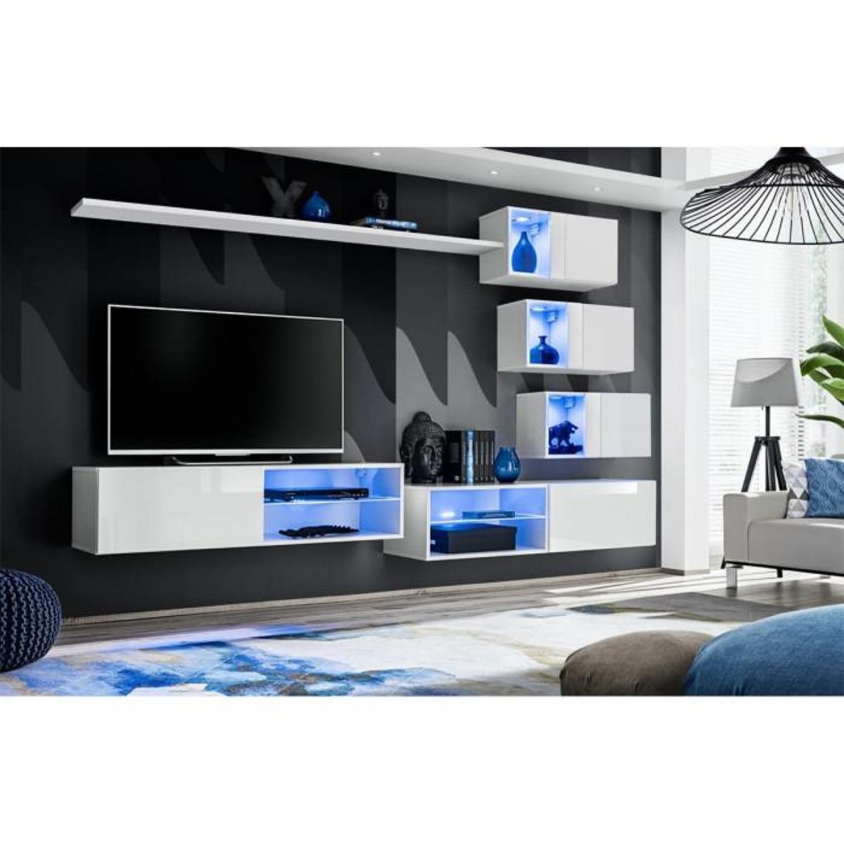 Paris Prix Ensemble Meuble TV Design  Switch XXIV  250cm Blanc