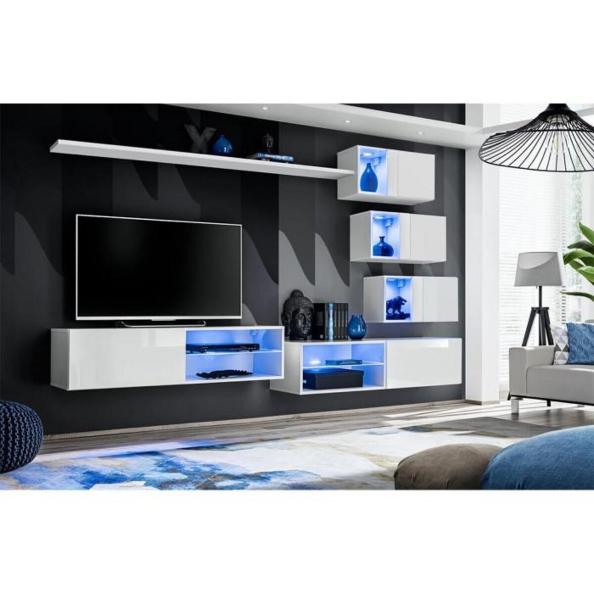 Paris Prix Ensemble Meuble TV Design  Switch XXIV  250cm Blanc