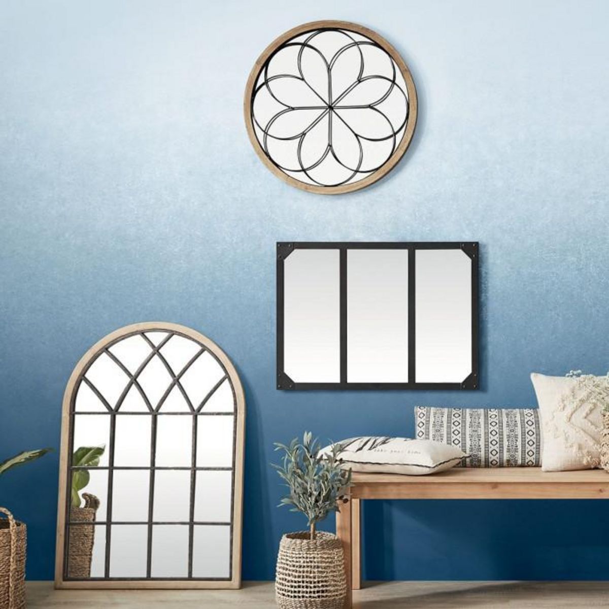 ATMOSPHERA Miroir Mural Design  Rosace  64cm Naturel