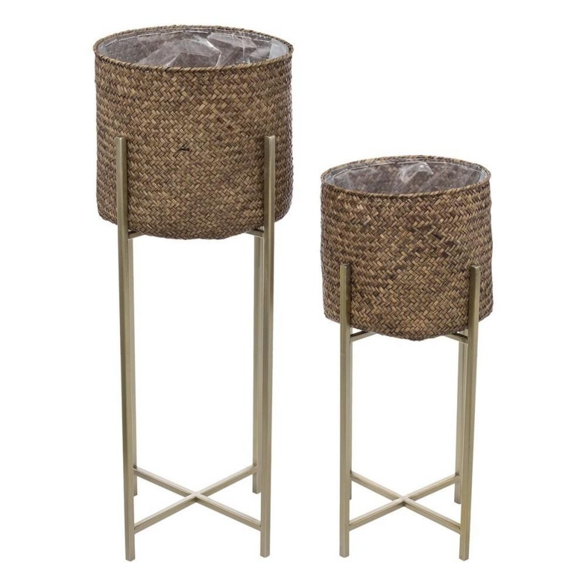 ATMOSPHERA Lot de 2 pots roseau métal Night H67