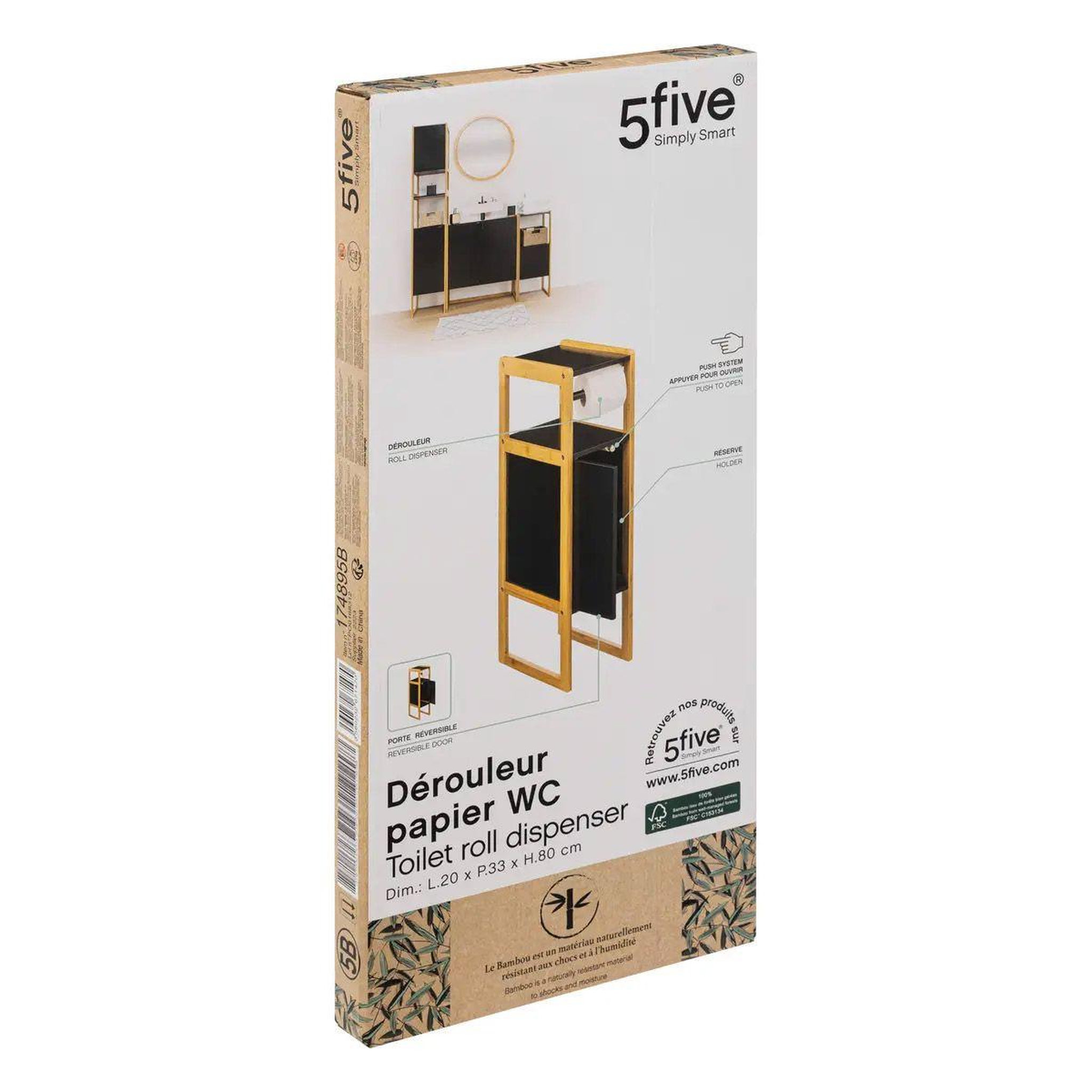 Voir la diapositive 5 : FIVE Dérouleur Papier WC  Natureo  80cm Noir
