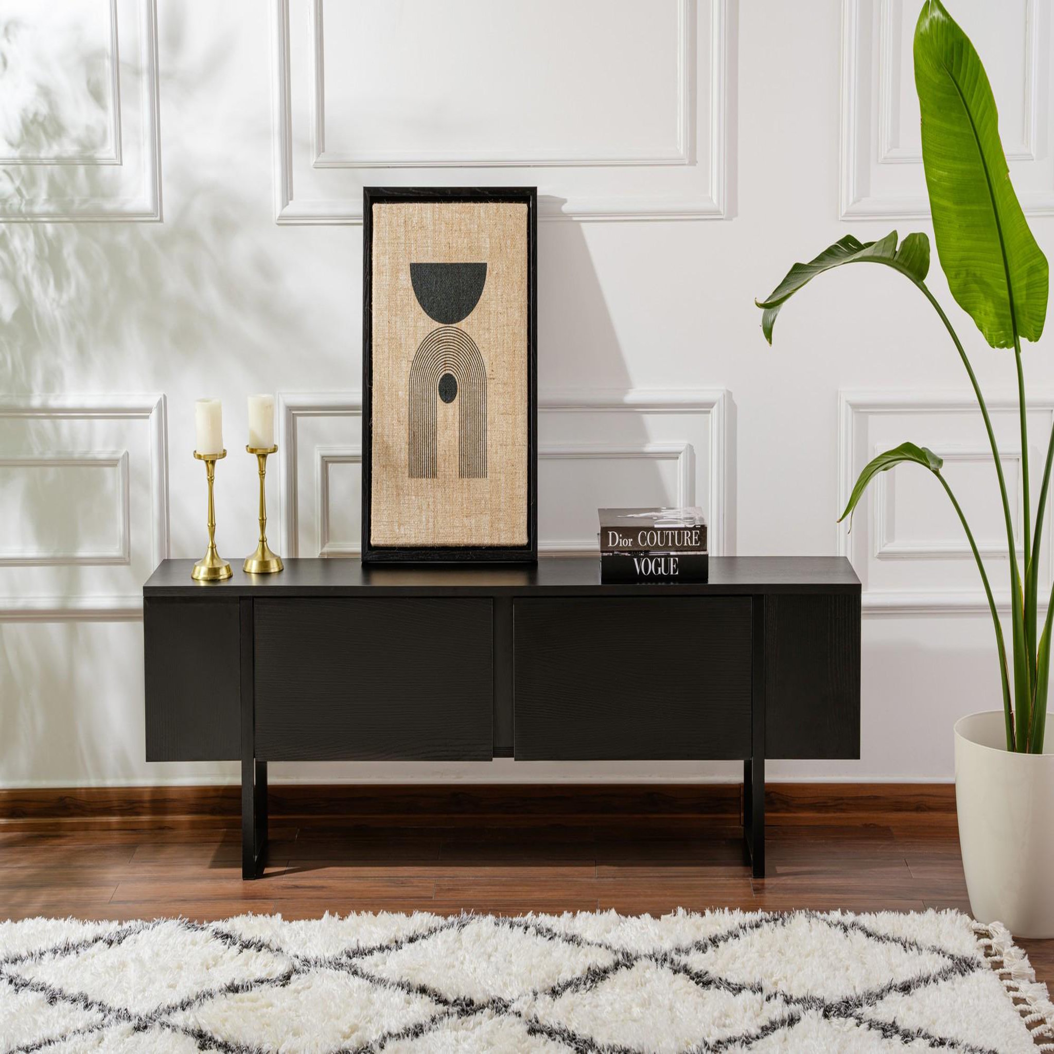 Voir la diapositive 4 : Habitat et Jardin Meuble tv en bois  serenity  - 180 x 29 x 50 cm - noir